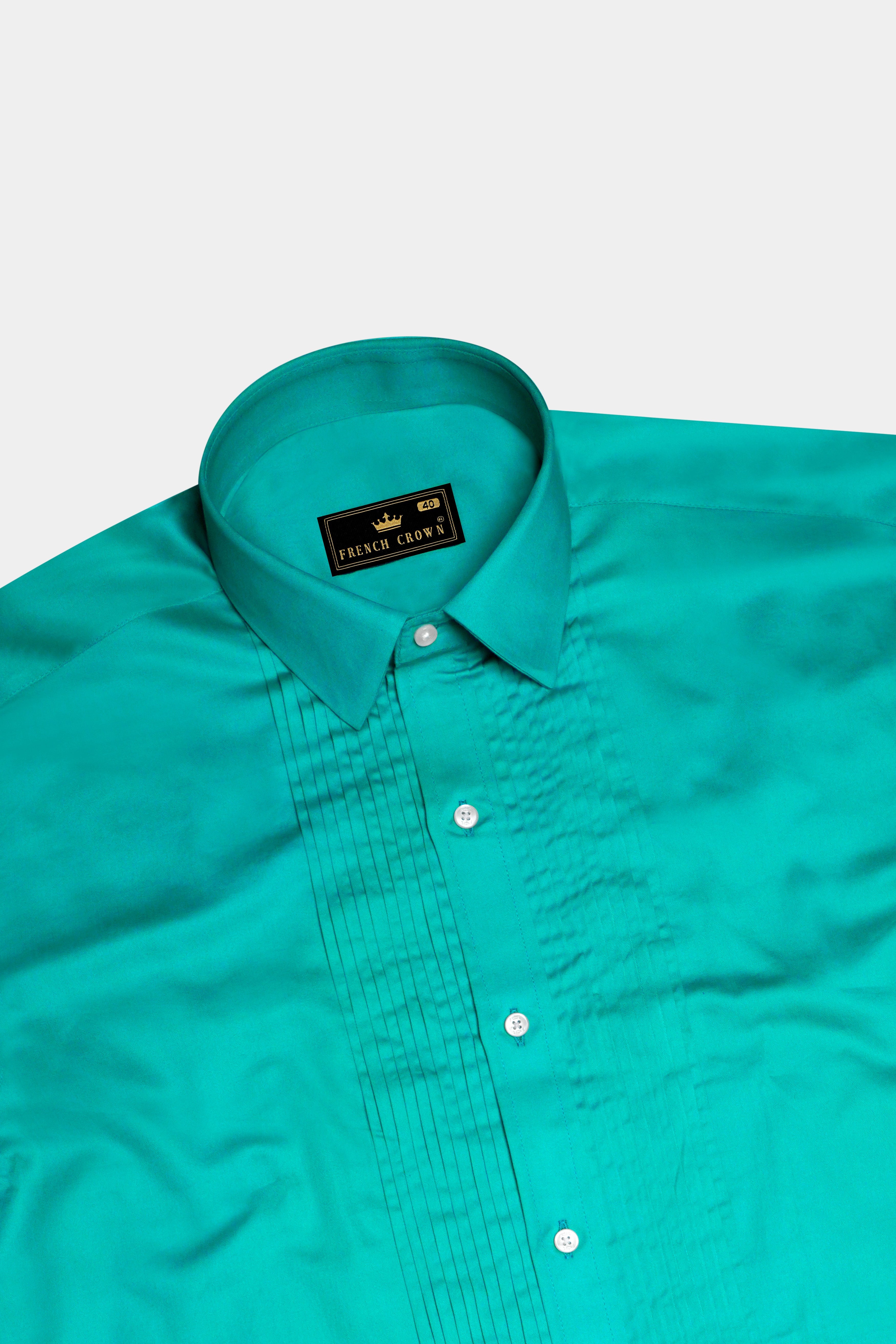 Royalin-Persian Blue Subtle Sheen Super Soft Premium Cotton Dress Tuxedo Shirt