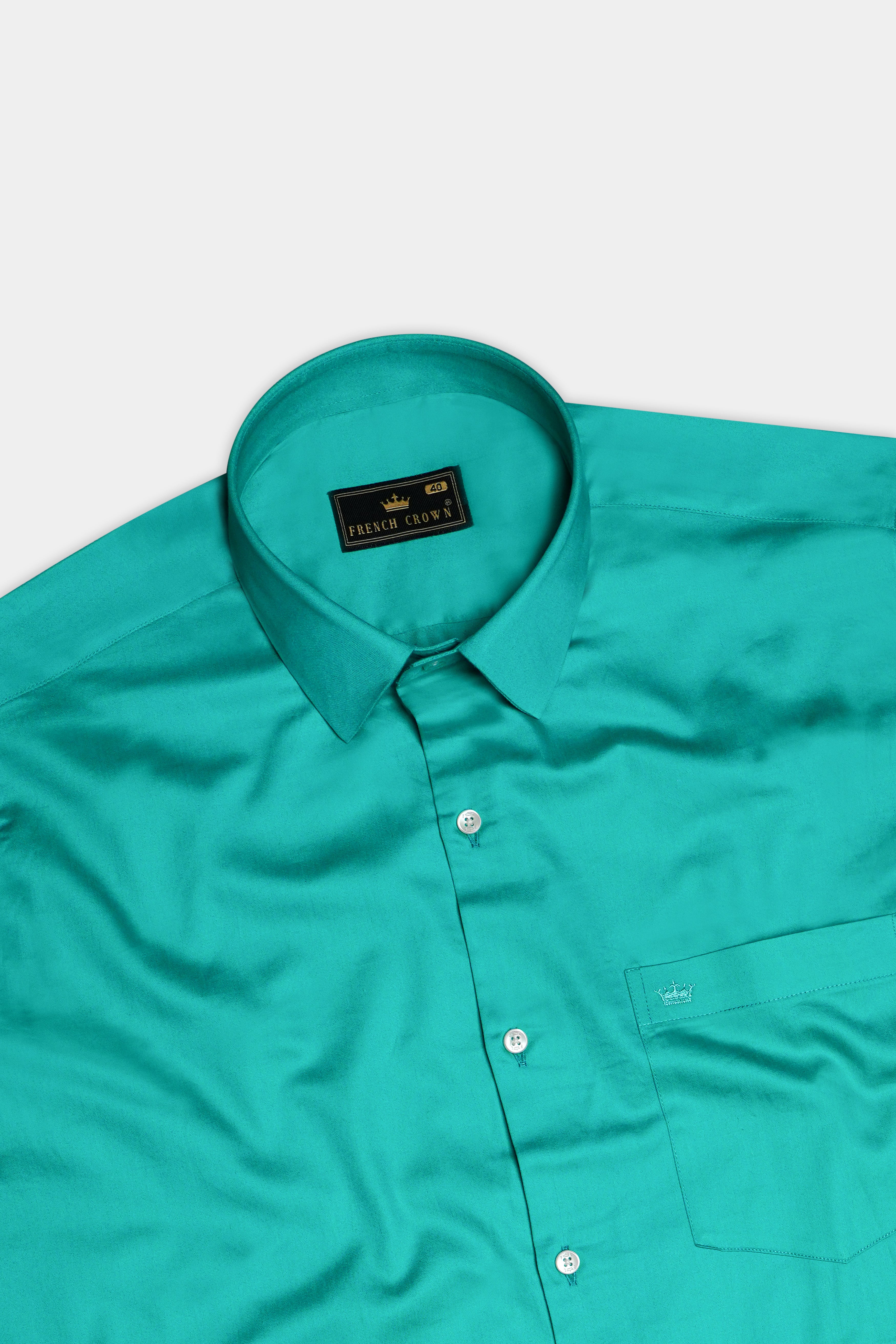 Royalin-Persian Blue Subtle Sheen Super Soft Premium Cotton Dress Shirt