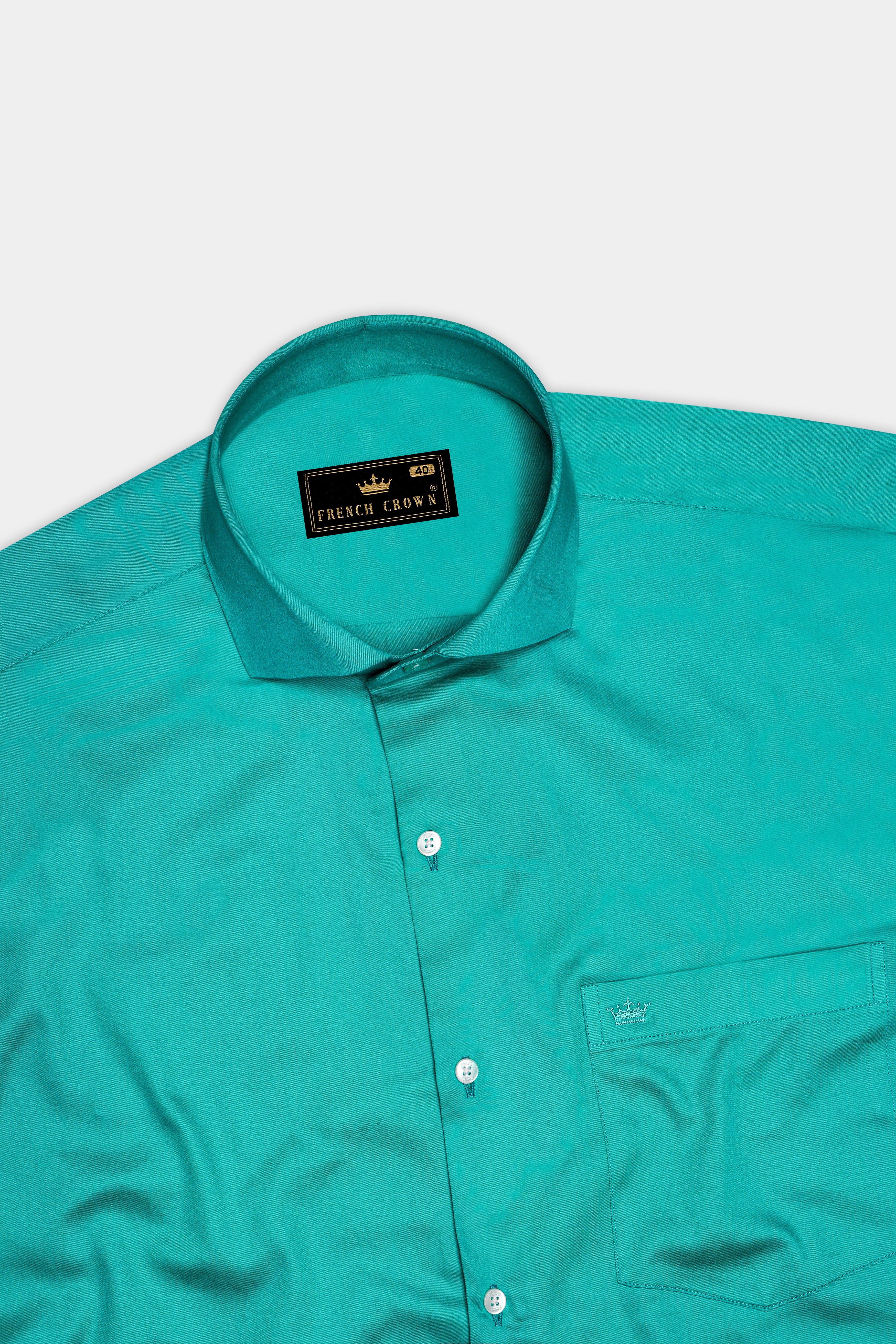 Royalin-Persian Blue Subtle Sheen Super Soft Premium Cotton Cut Away Collar Dress Shirt