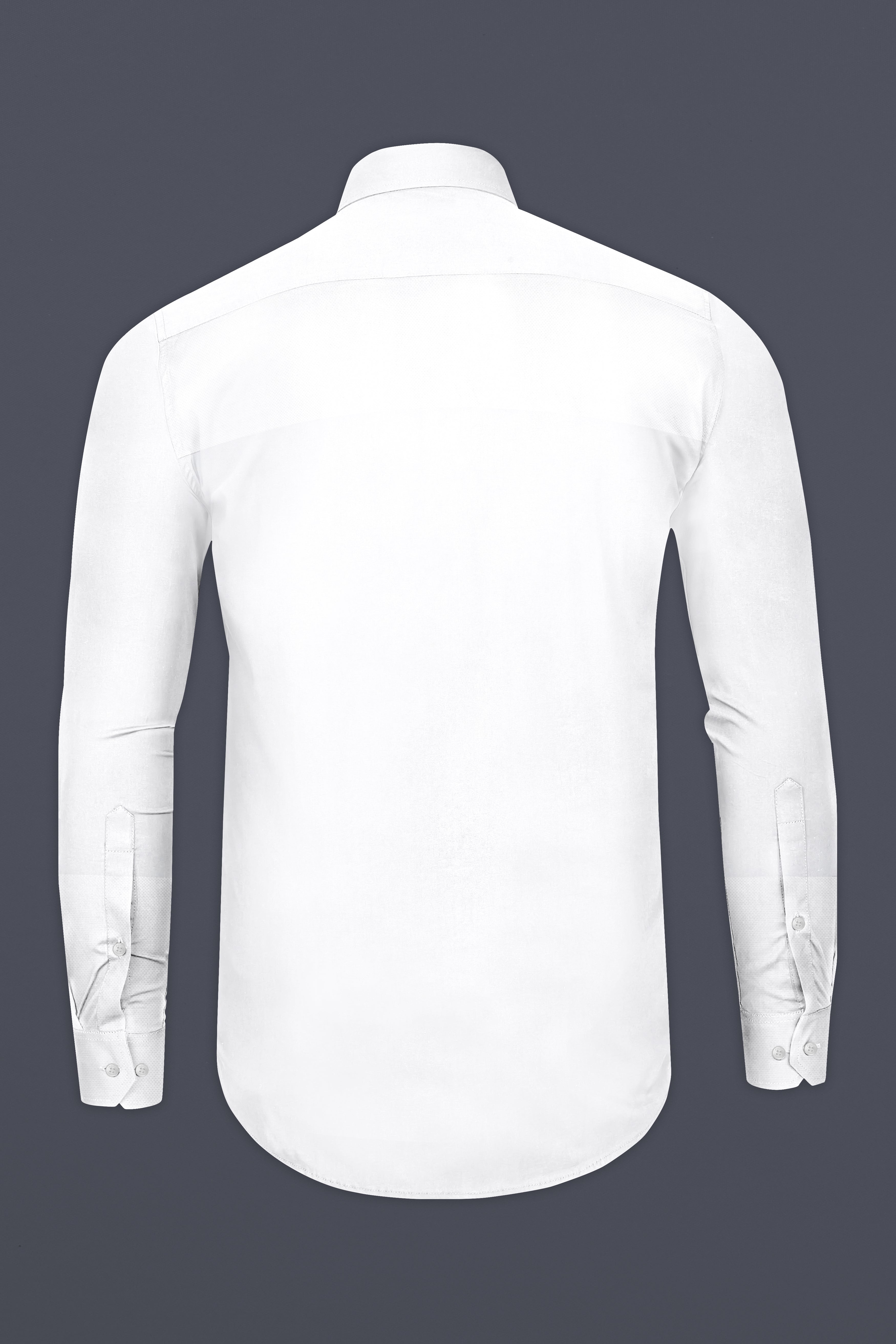 Wexlin-Bright White Half Dobby Textured Premium Giza Cotton Dress Shirt