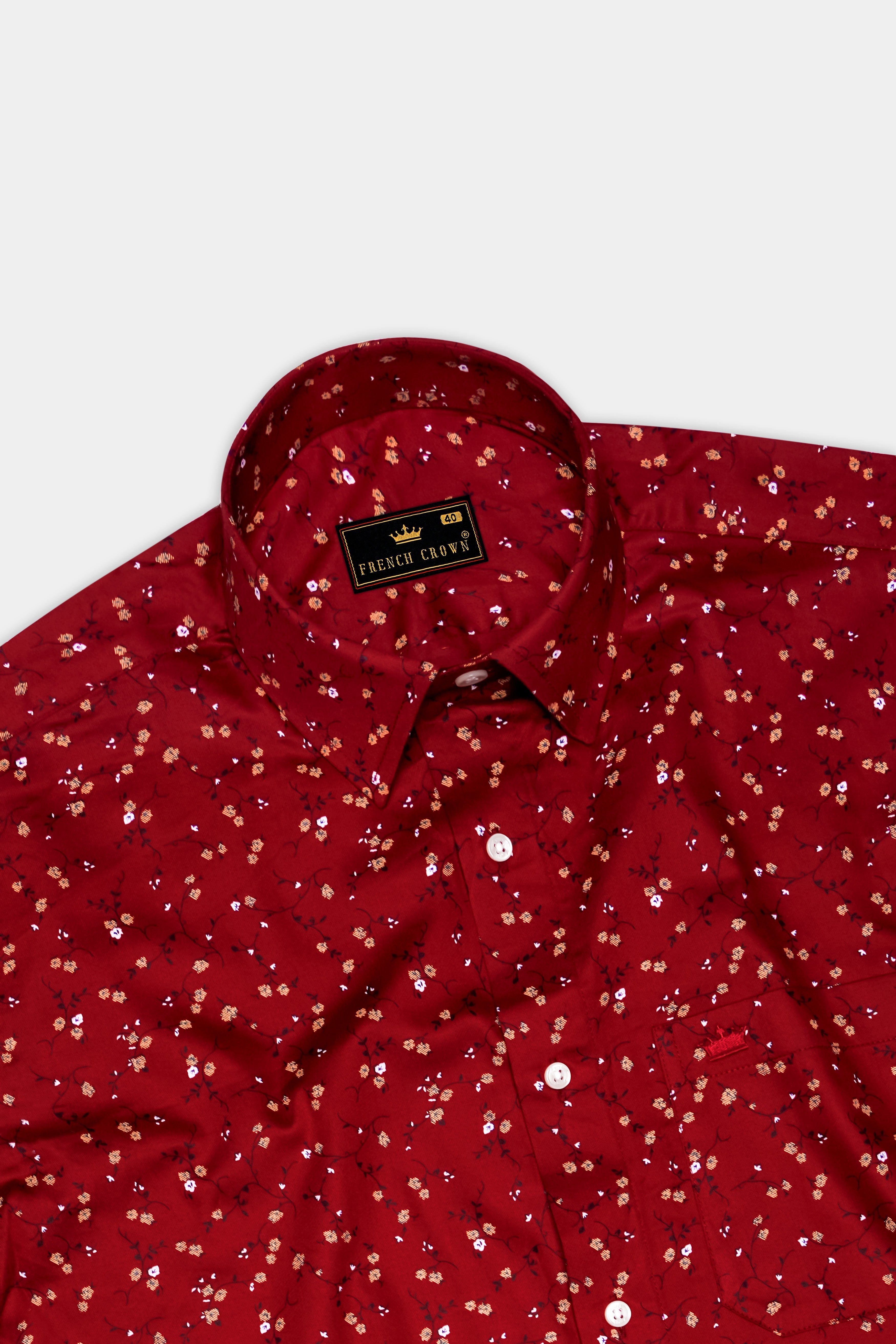 Scarzia-Merlot Red Printed Subtle Sheen Super Soft Premium Cotton Semi Formal Shirt
