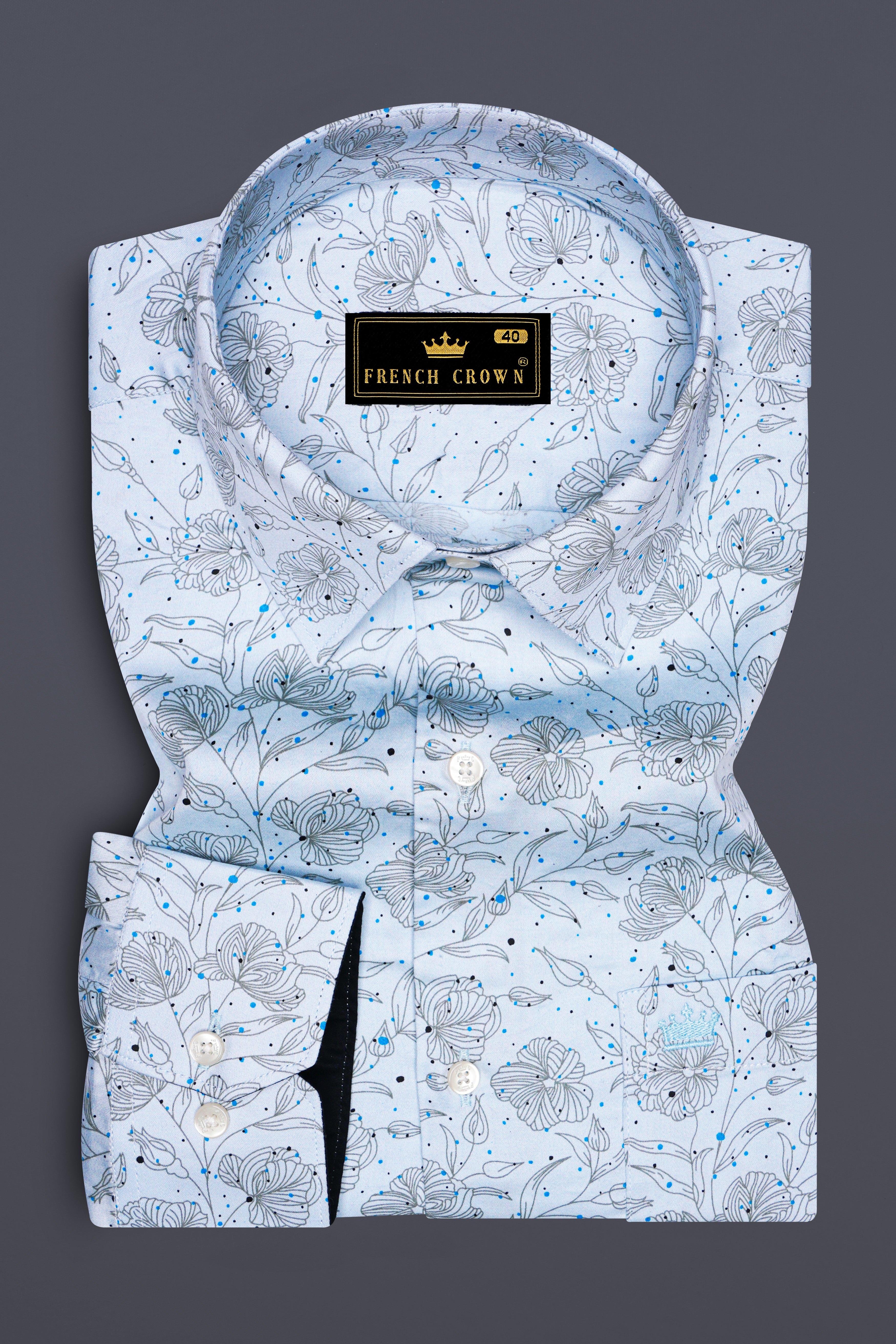 Vincelle-Botticelli Blue Floral Printed Subtle Sheen Super Soft Premium Cotton Semi Formal Shirt
