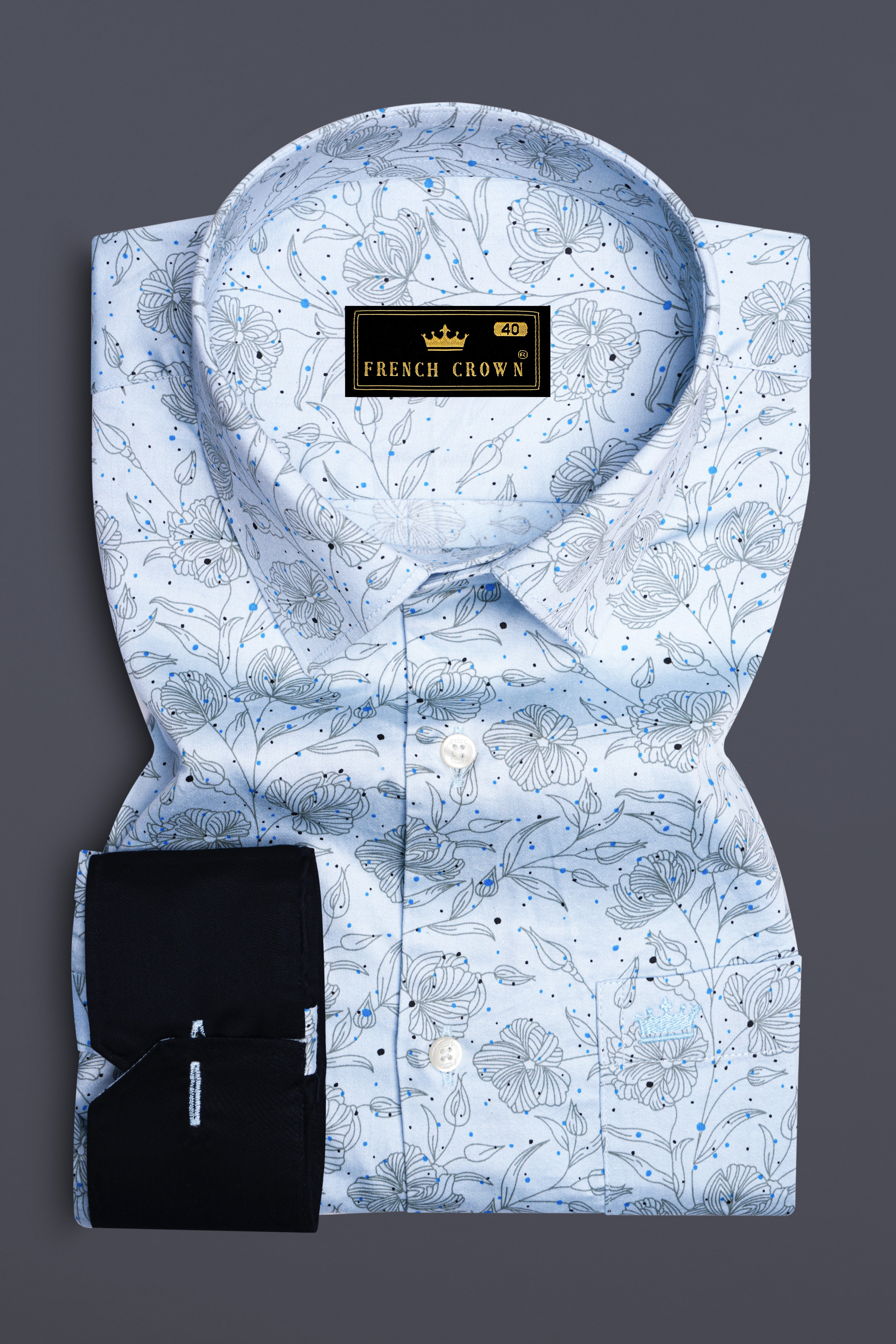 Vincelle-Botticelli Blue Floral Printed Subtle Sheen Super Soft Premium Cotton Semi Formal Shirt