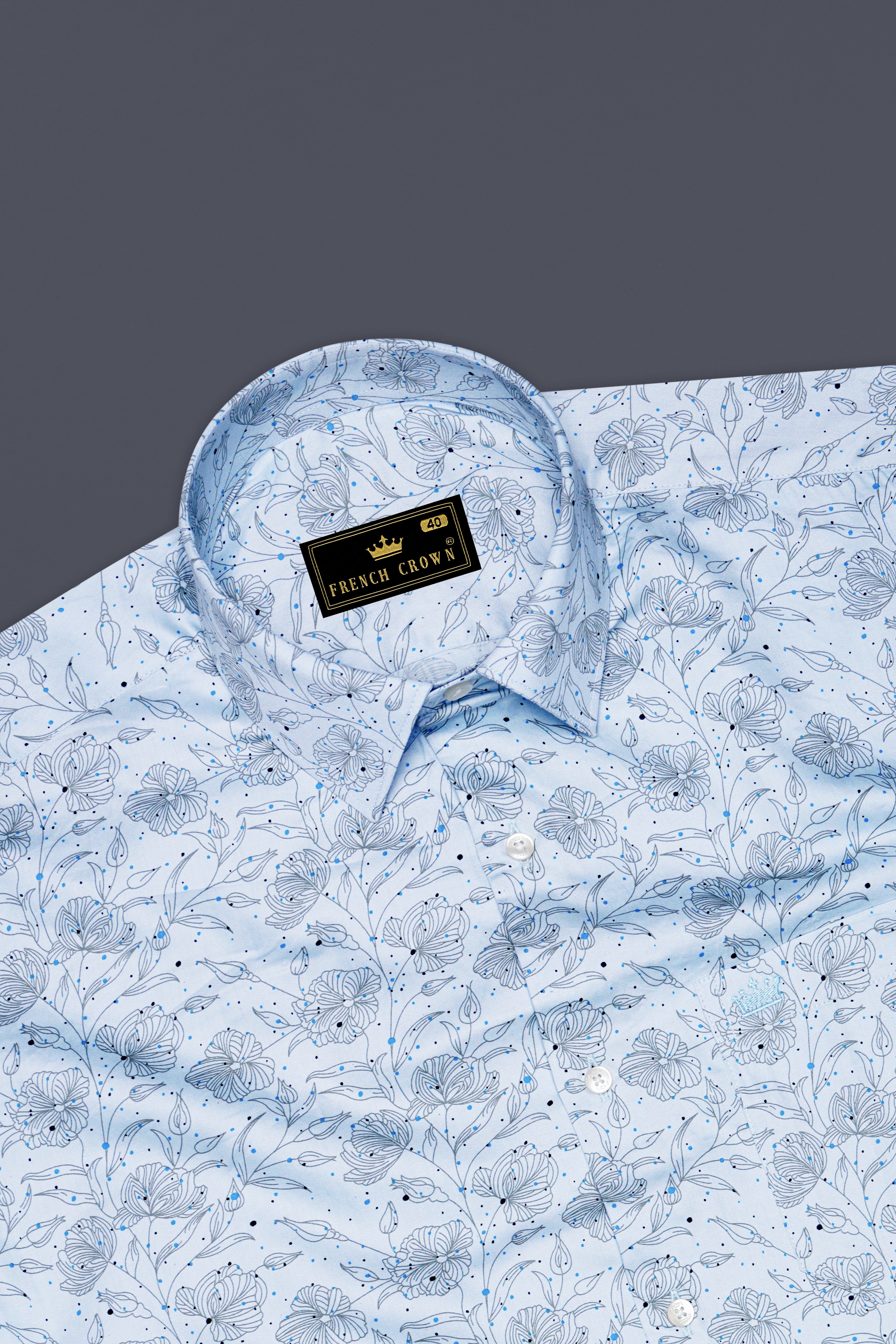 Vincelle-Botticelli Blue Floral Printed Subtle Sheen Super Soft Premium Cotton Semi Formal Shirt