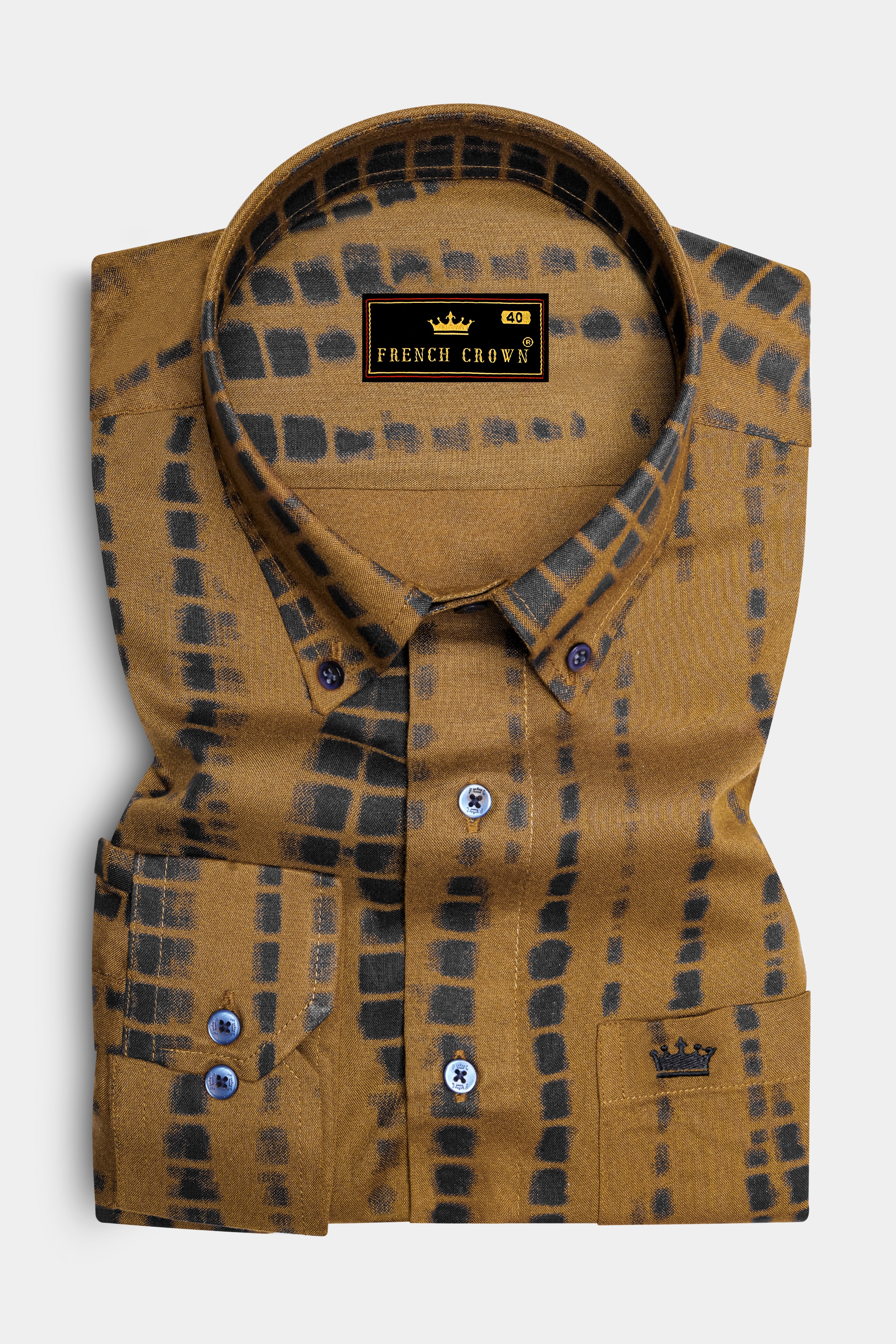 Muzora-Muesli Brown Printed Super Soft Tencel Casual Shirt