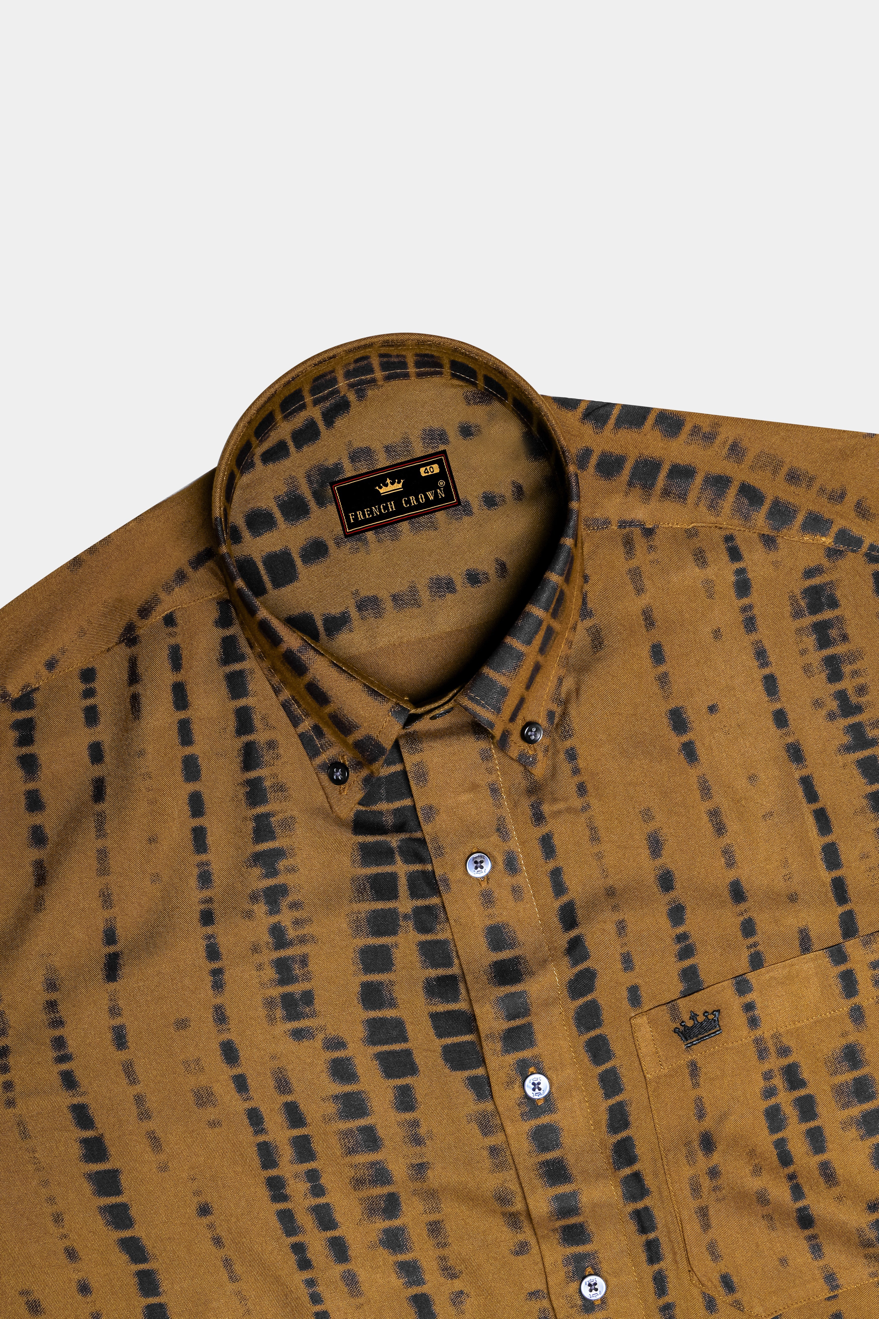 Muzora-Muesli Brown Printed Super Soft Tencel Casual Shirt