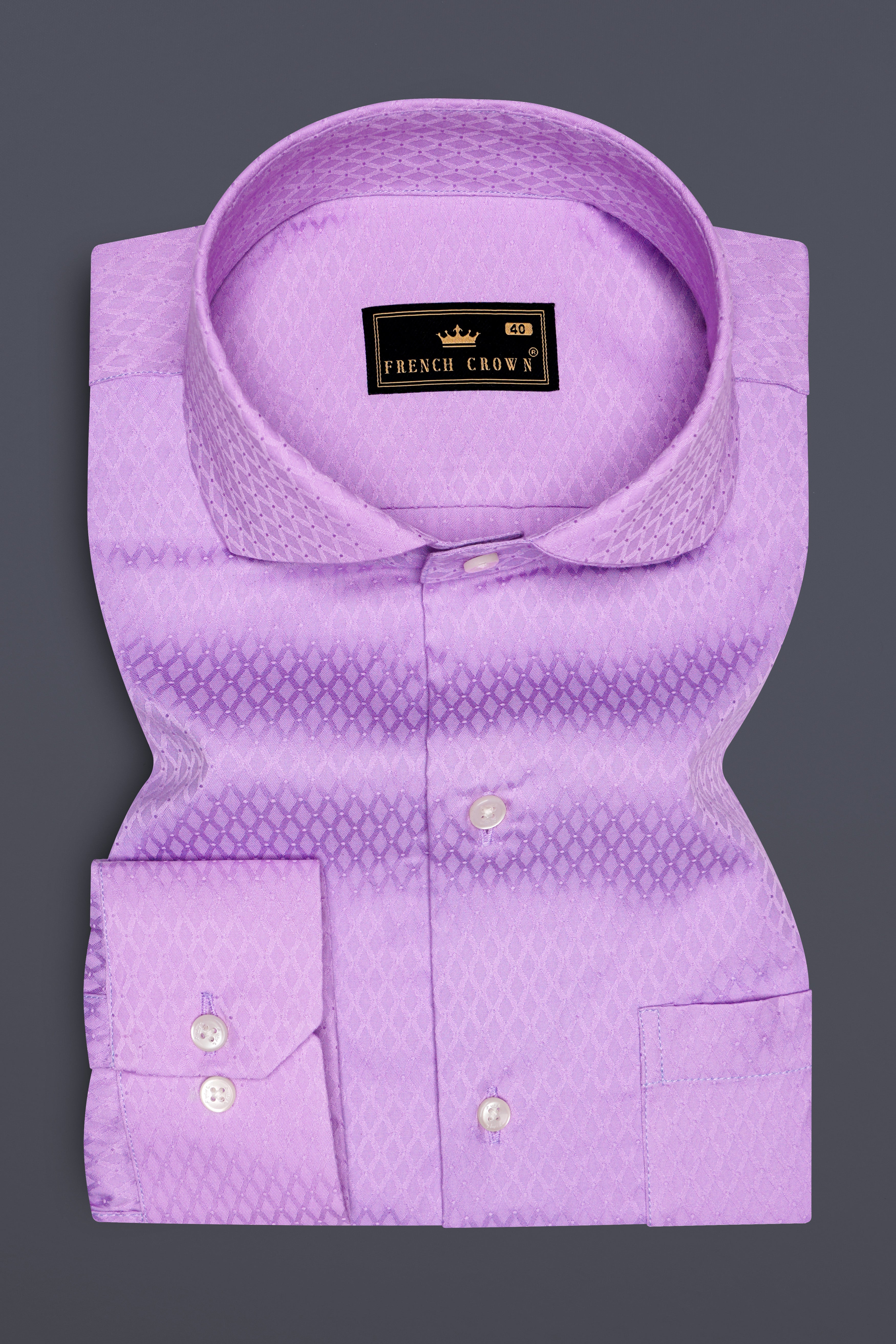 Florique-Wisteria Purple Jacquard Textured Premium Cotton Dress Shirt