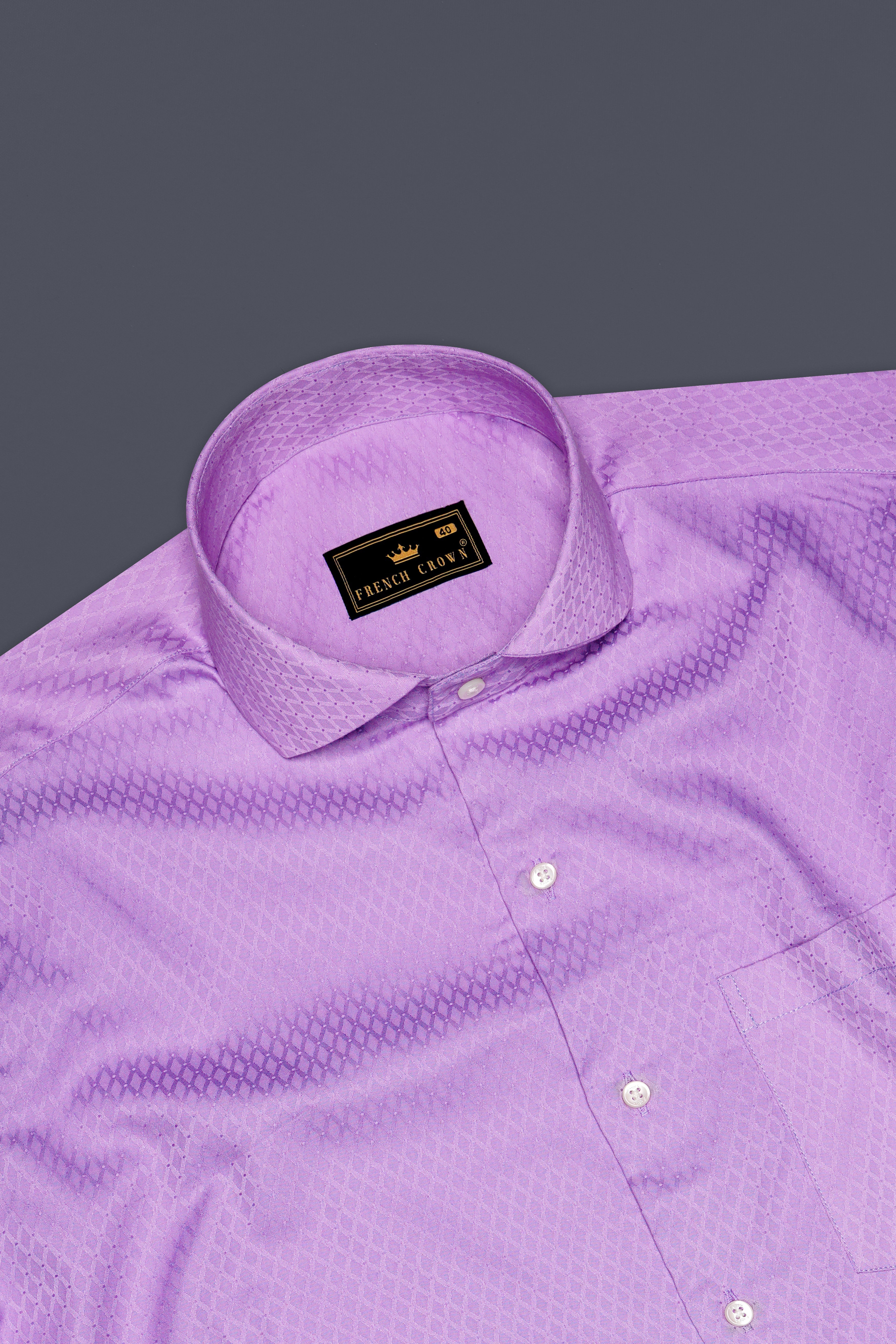 Florique-Wisteria Purple Jacquard Textured Premium Cotton Dress Shirt