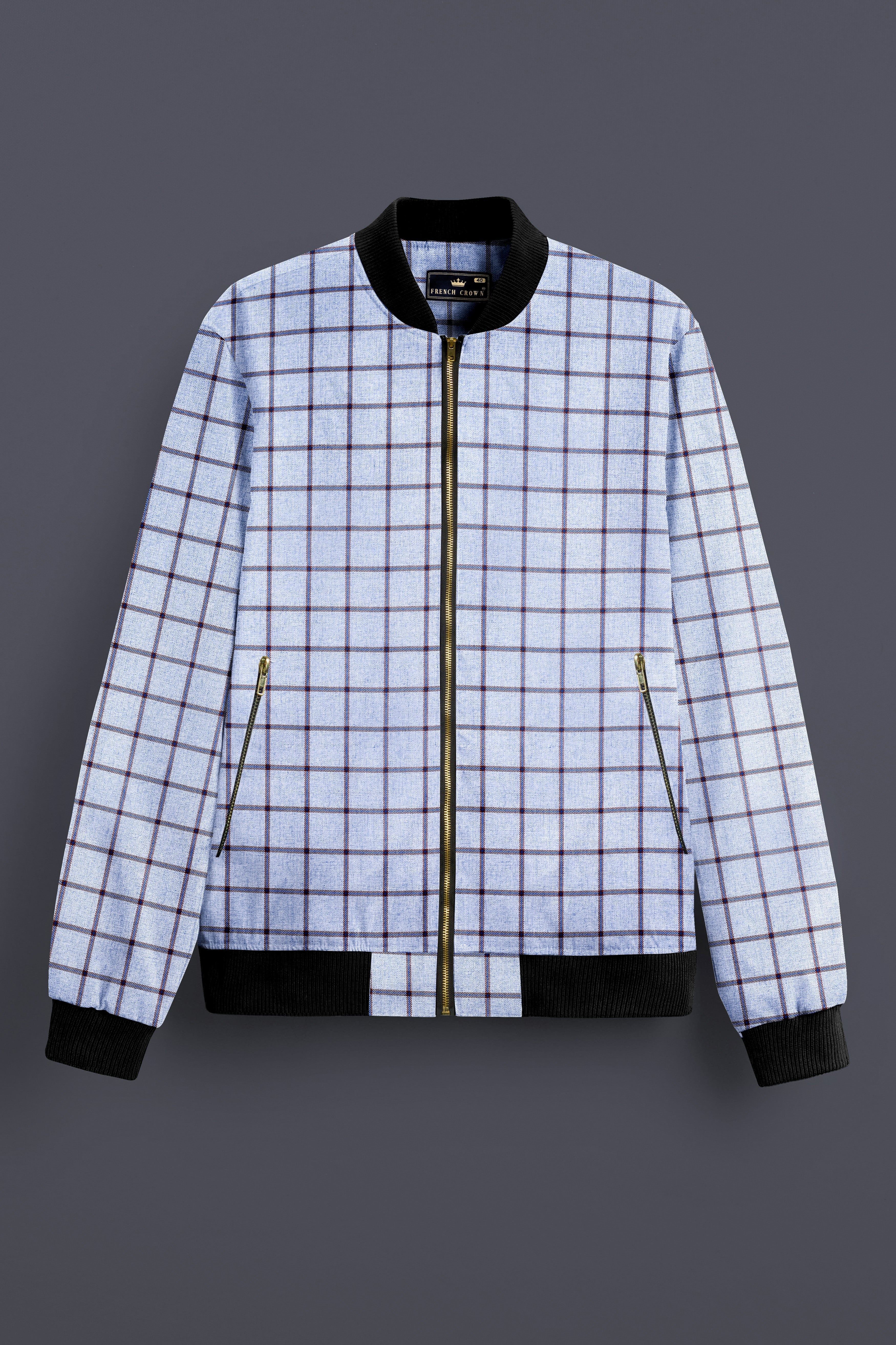 Mistrel-Spun Pearl Gray Windows Wool Rich Bomber Jacket