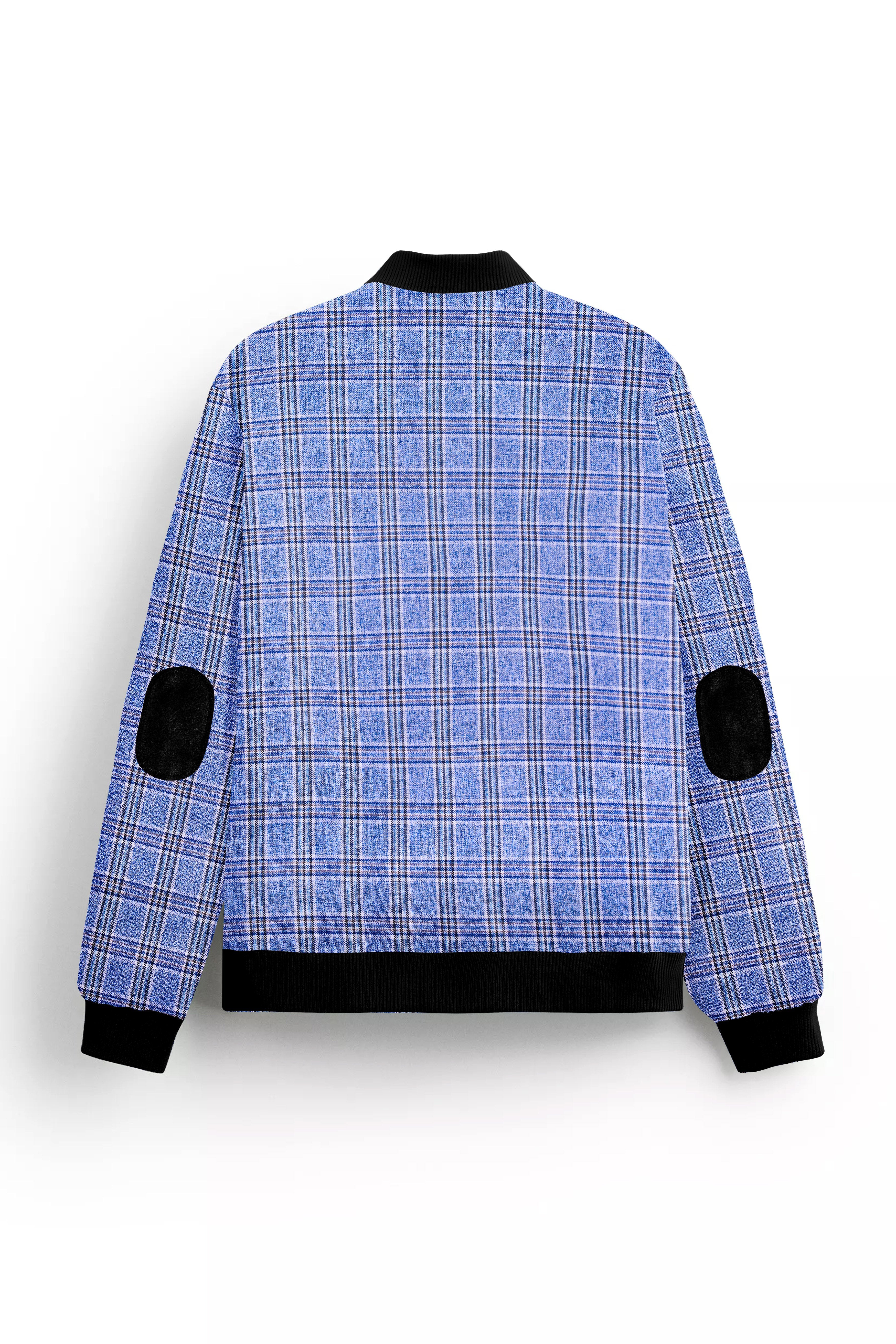 Ceriste-Bayoux Blue Plaid Wool Rich Bomber Jacket