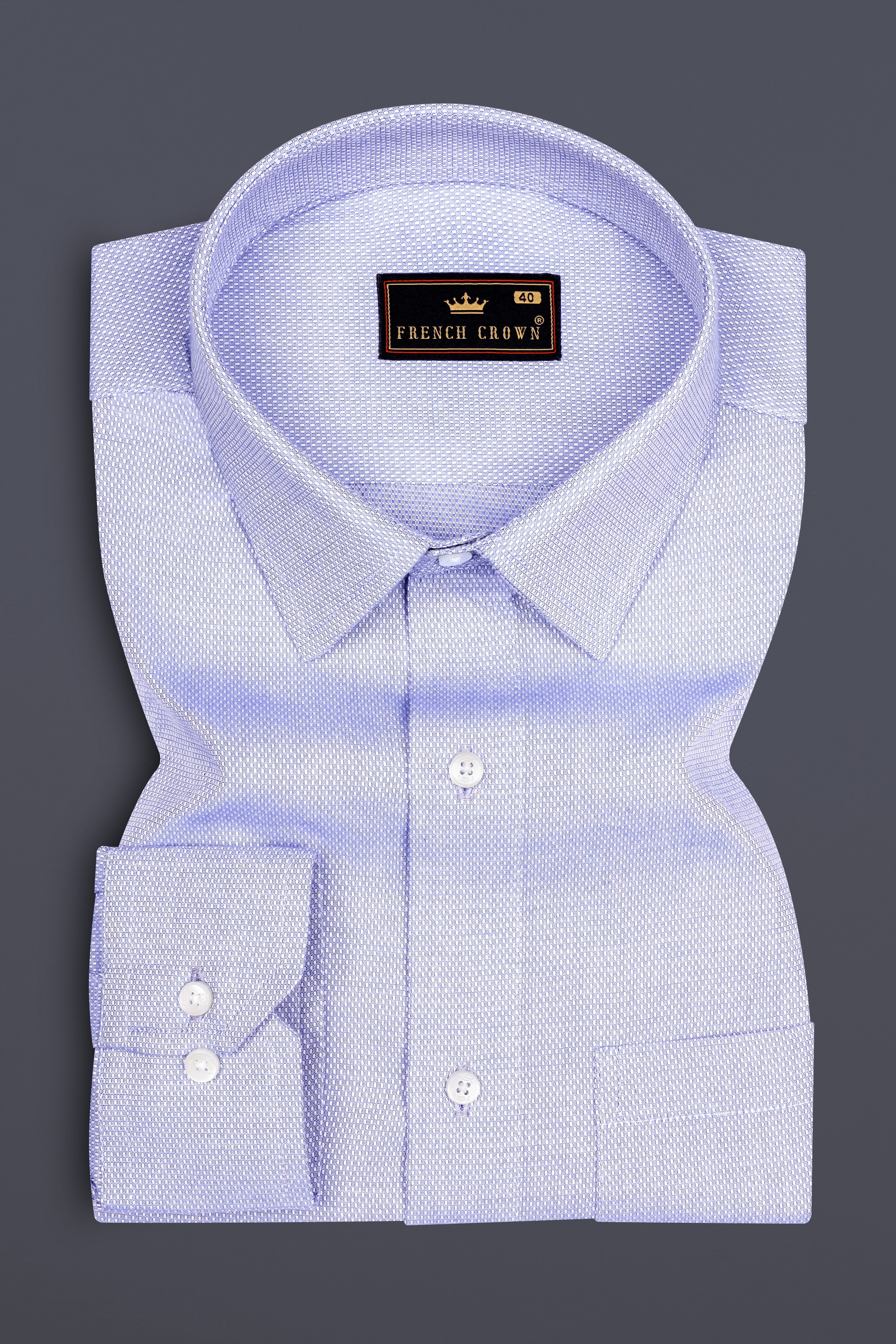 Serein-Perano Blue Dobby Textured Premium Giza Cotton Dress Shirt