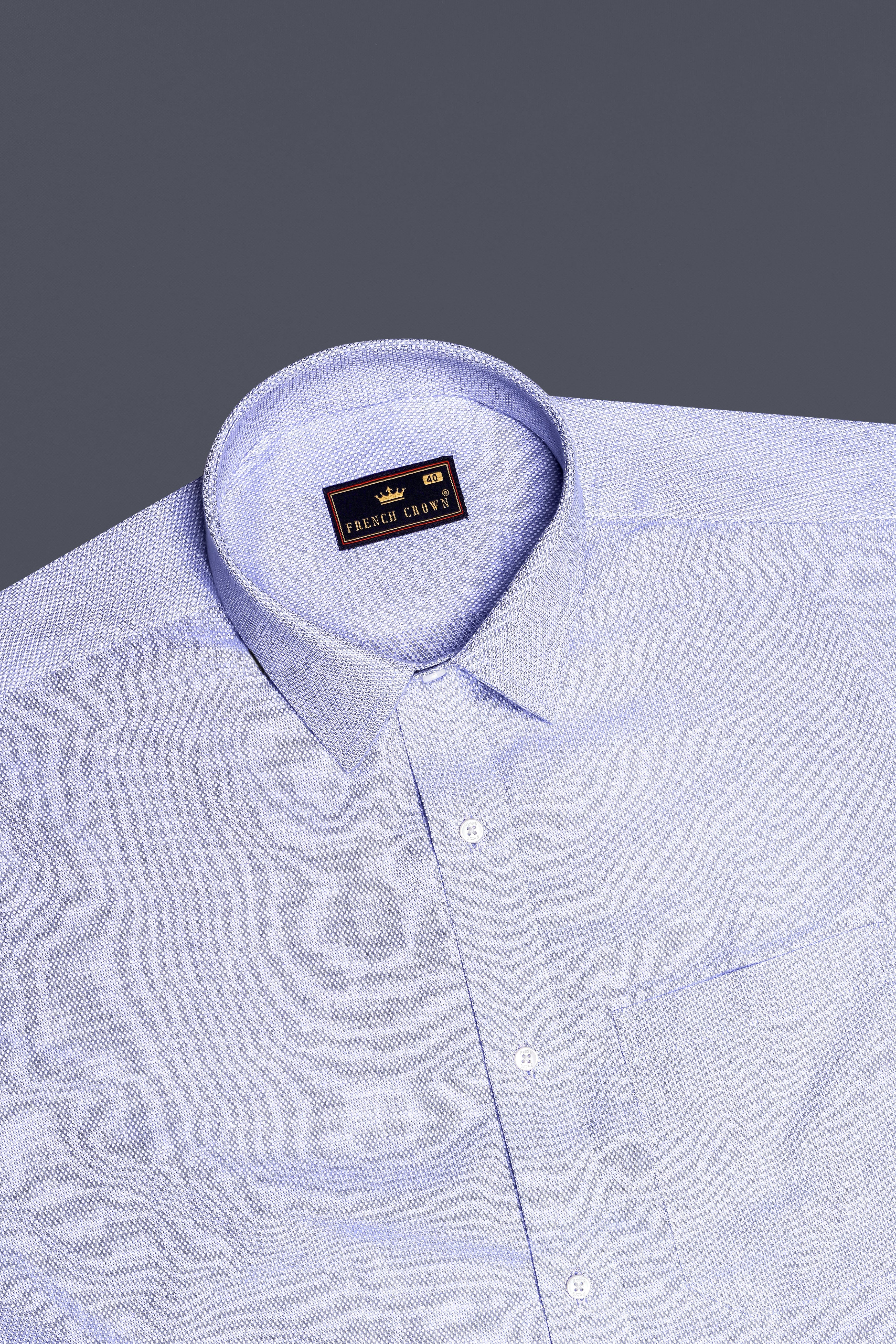 Serein-Perano Blue Dobby Textured Premium Giza Cotton Dress Shirt