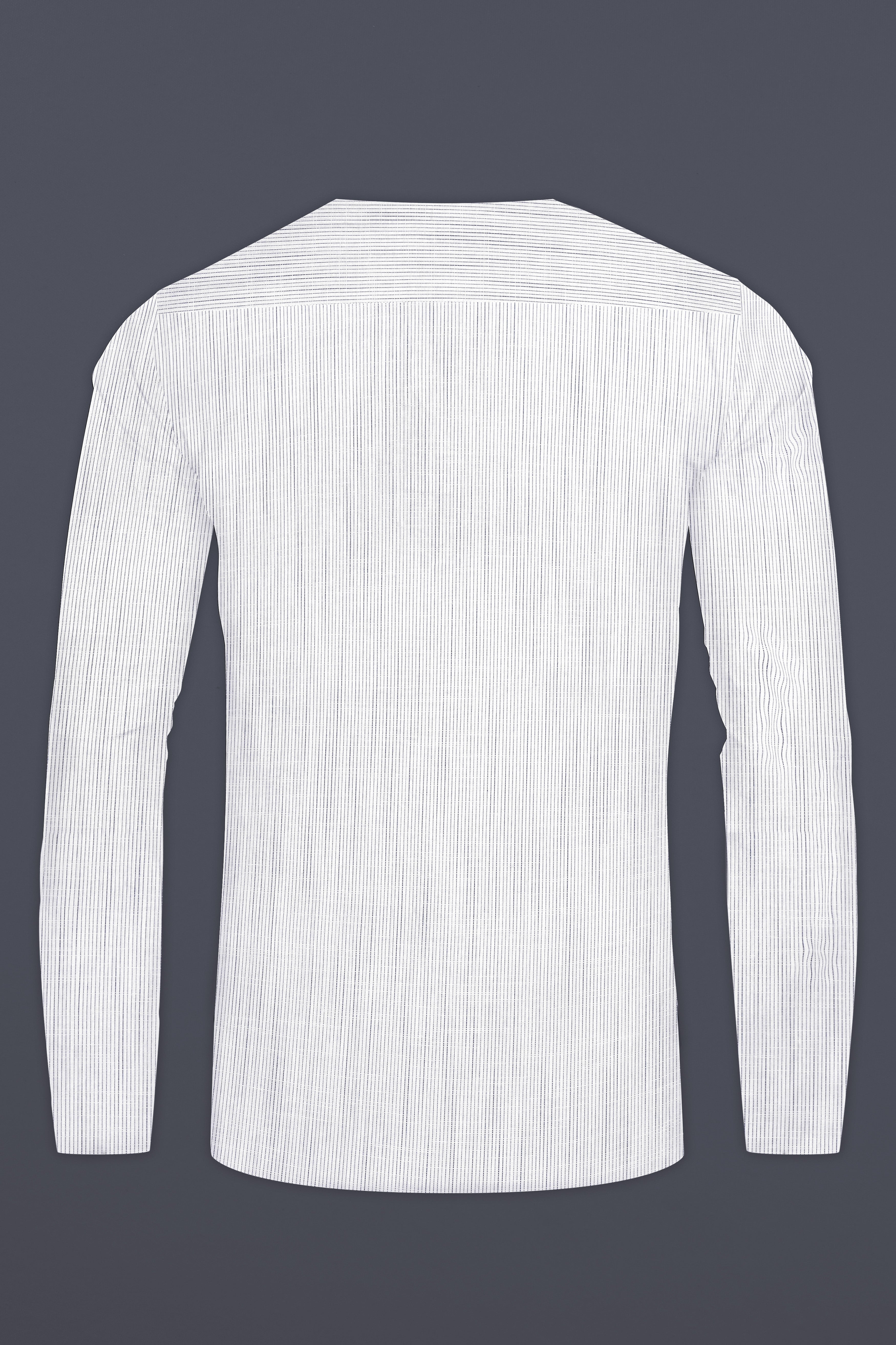 Vellure-Amour Gray Striped Dobby Textured Premium Giza Cotton Designer Casual Shirt