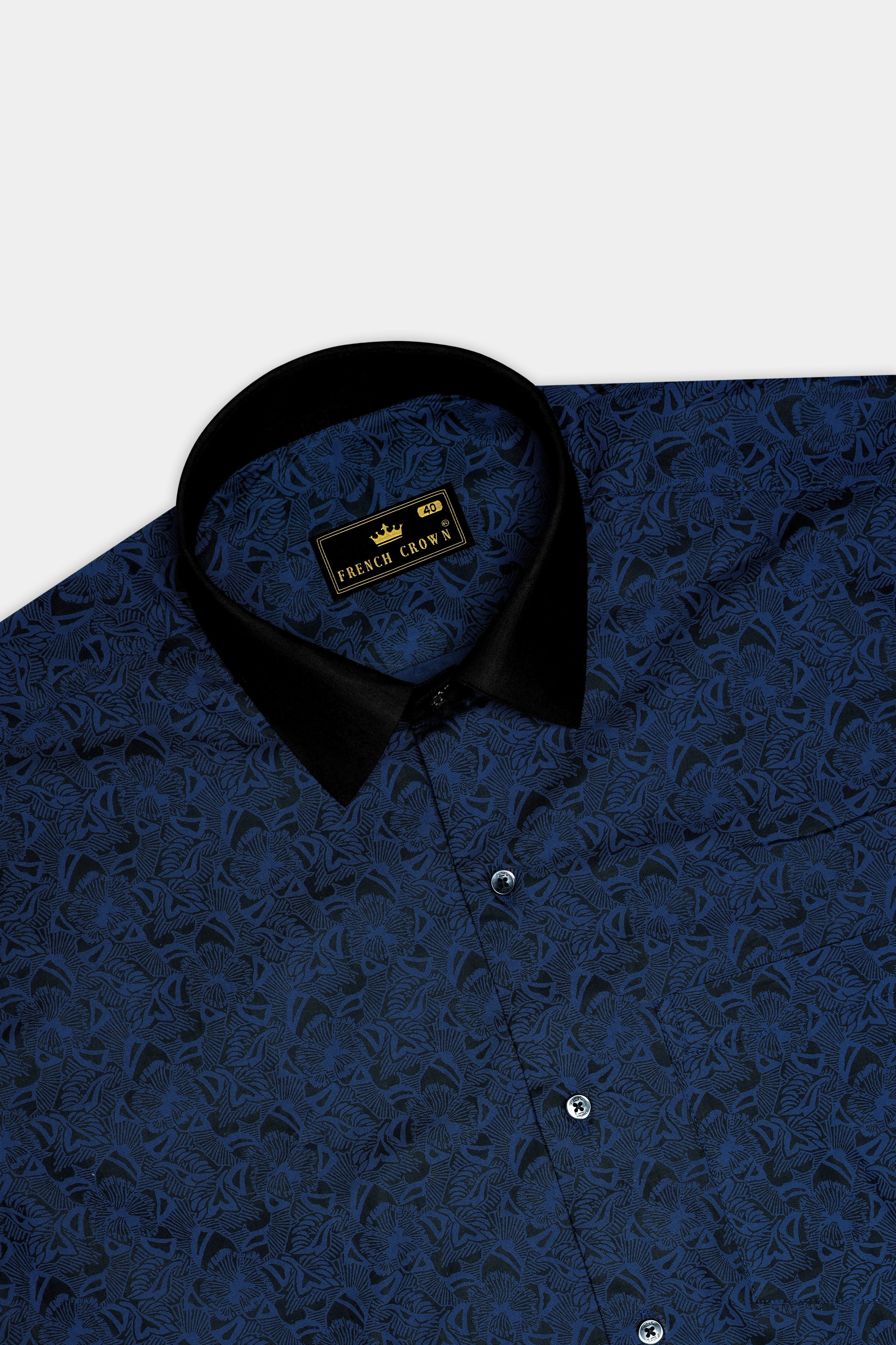 Azorine-Astronaut Blue Floral Printed Subtle Sheen Super Soft Premium Cotton Semi Formal Shirt