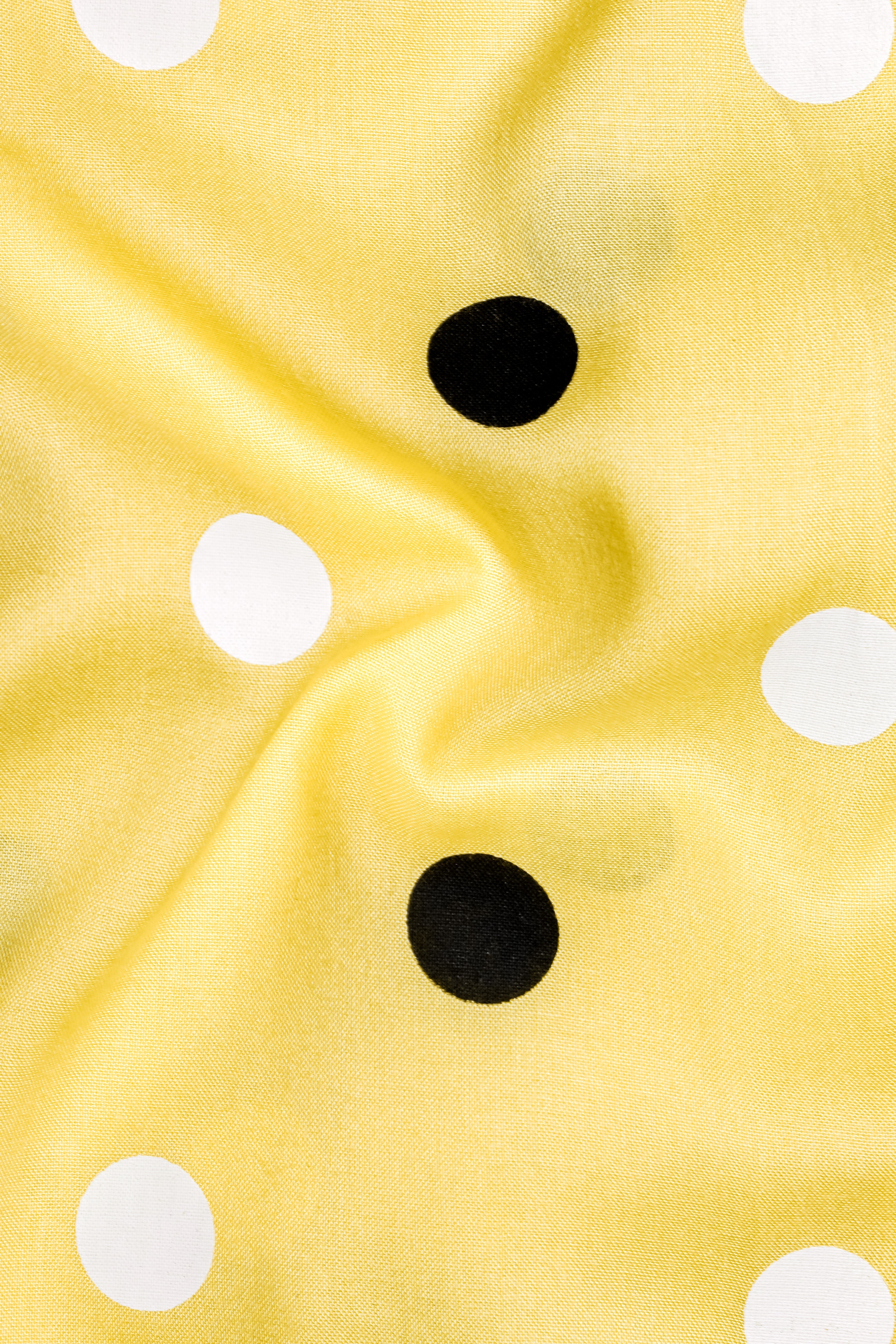 Mellowa-Jasmine Yellow Polka Dots Printed Super Soft Tencel Designer Casual Shirt