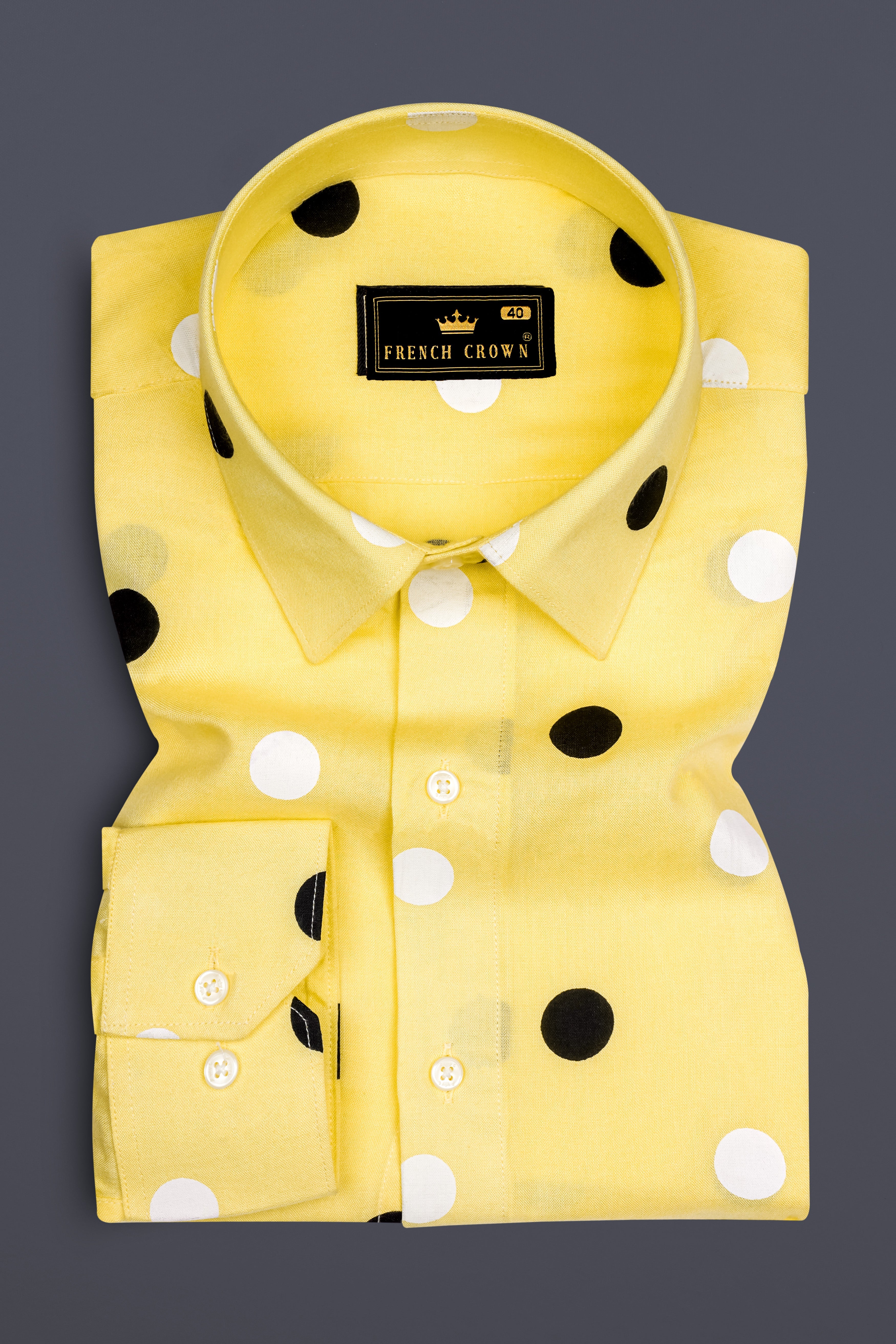 Mellowa-Jasmine Yellow Polka Dots Printed Super Soft Tencel Designer Casual Shirt
