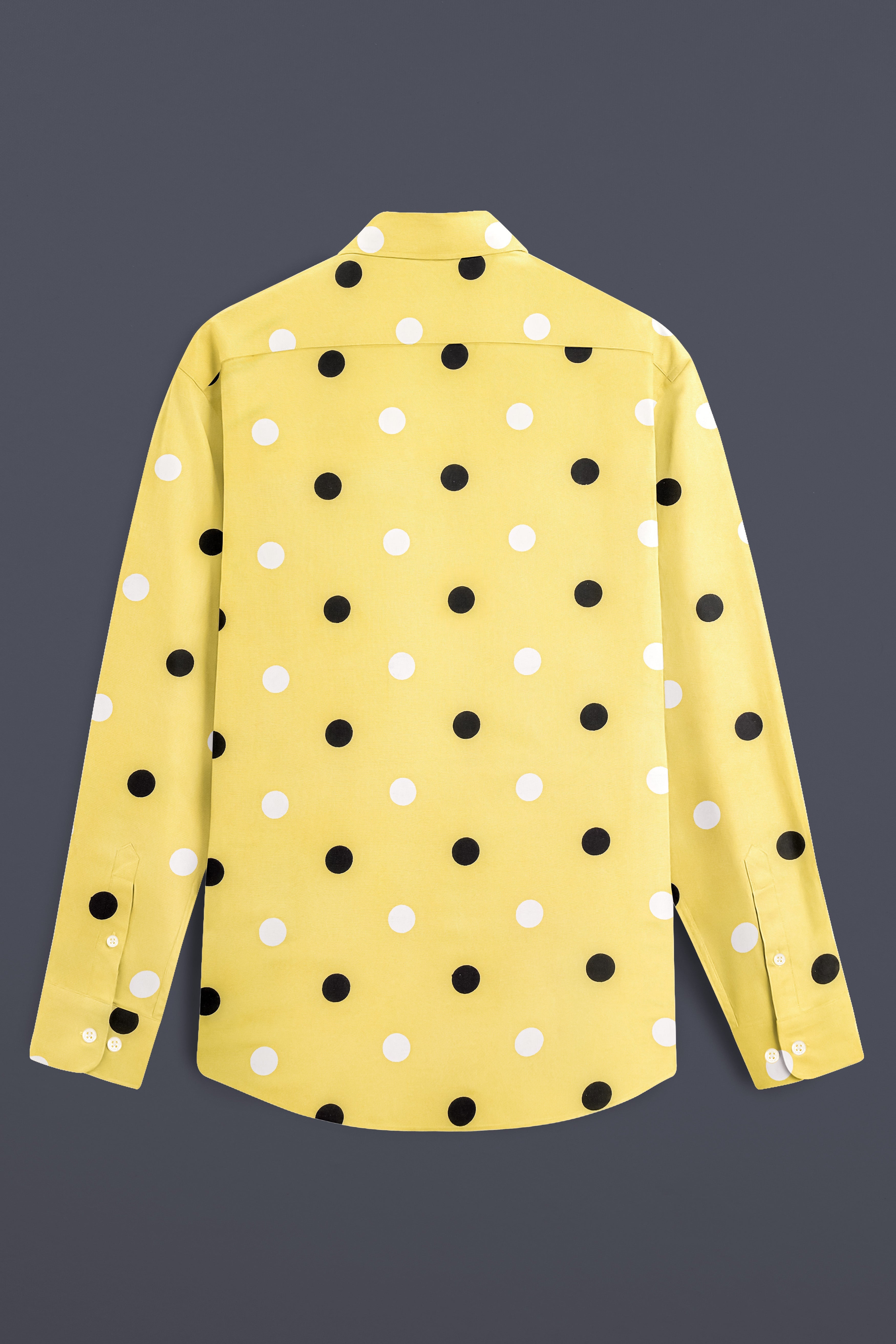 Mellowa-Jasmine Yellow Polka Dots Printed Super Soft Tencel Designer Casual Shirt