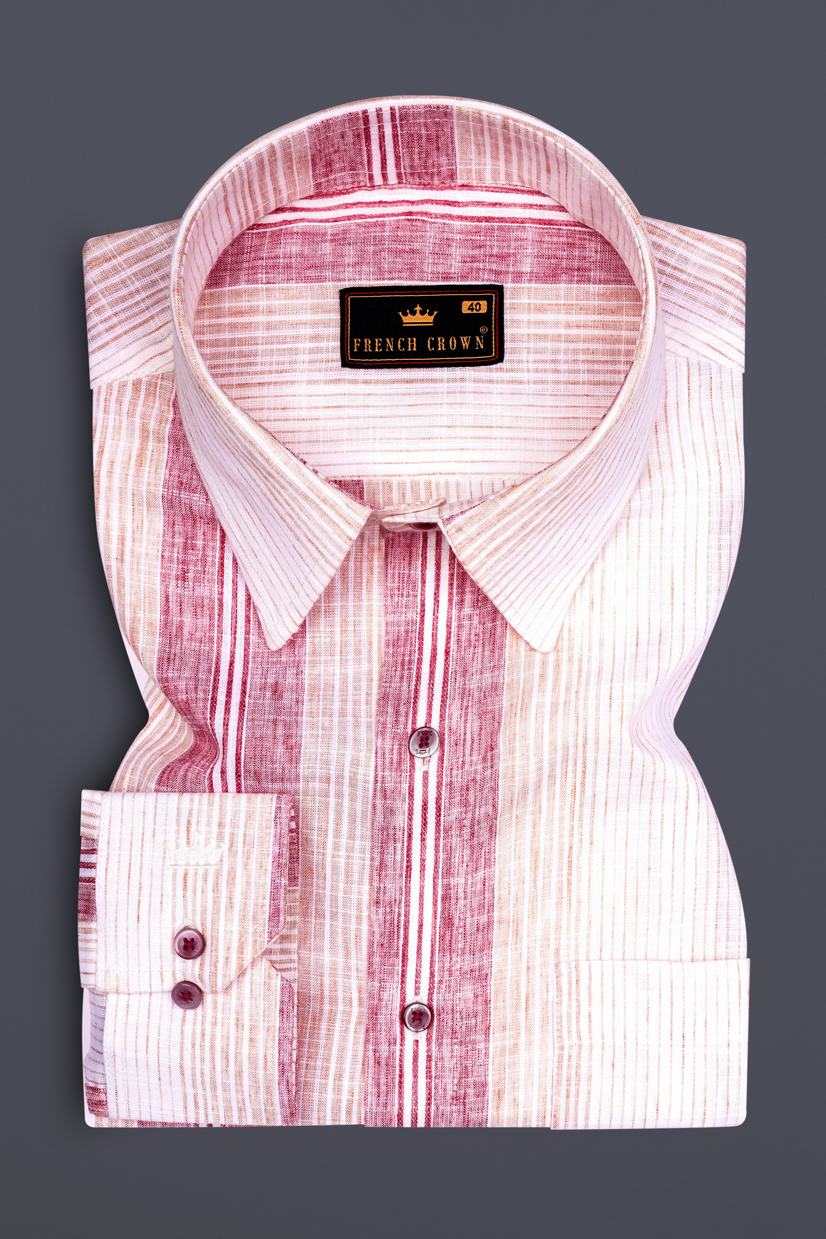 Zaffira-Sherbet Pink Striped Chambray Premium Cotton Semi Formal Shirt