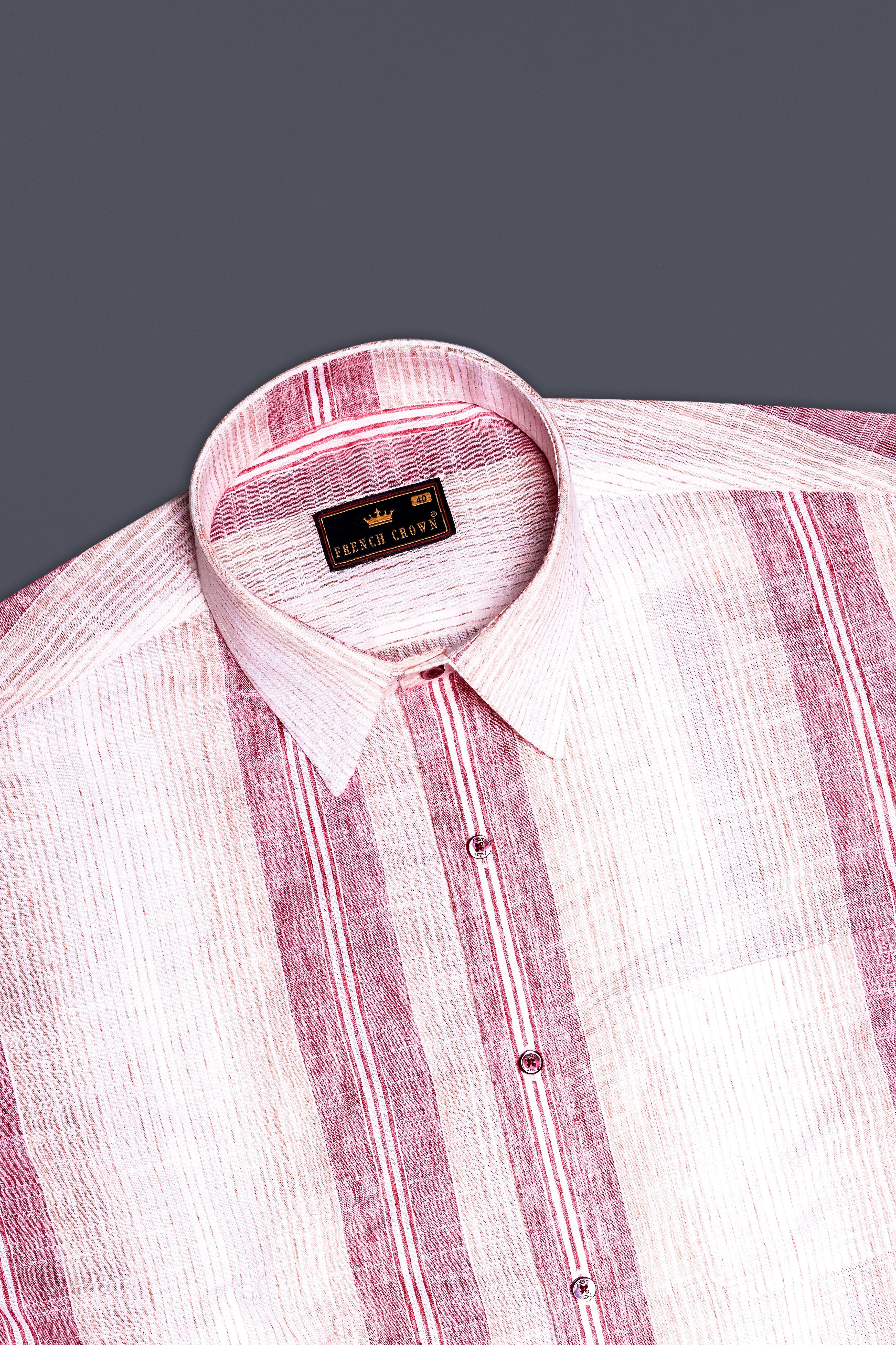 Zaffira-Sherbet Pink Striped Chambray Premium Cotton Semi Formal Shirt
