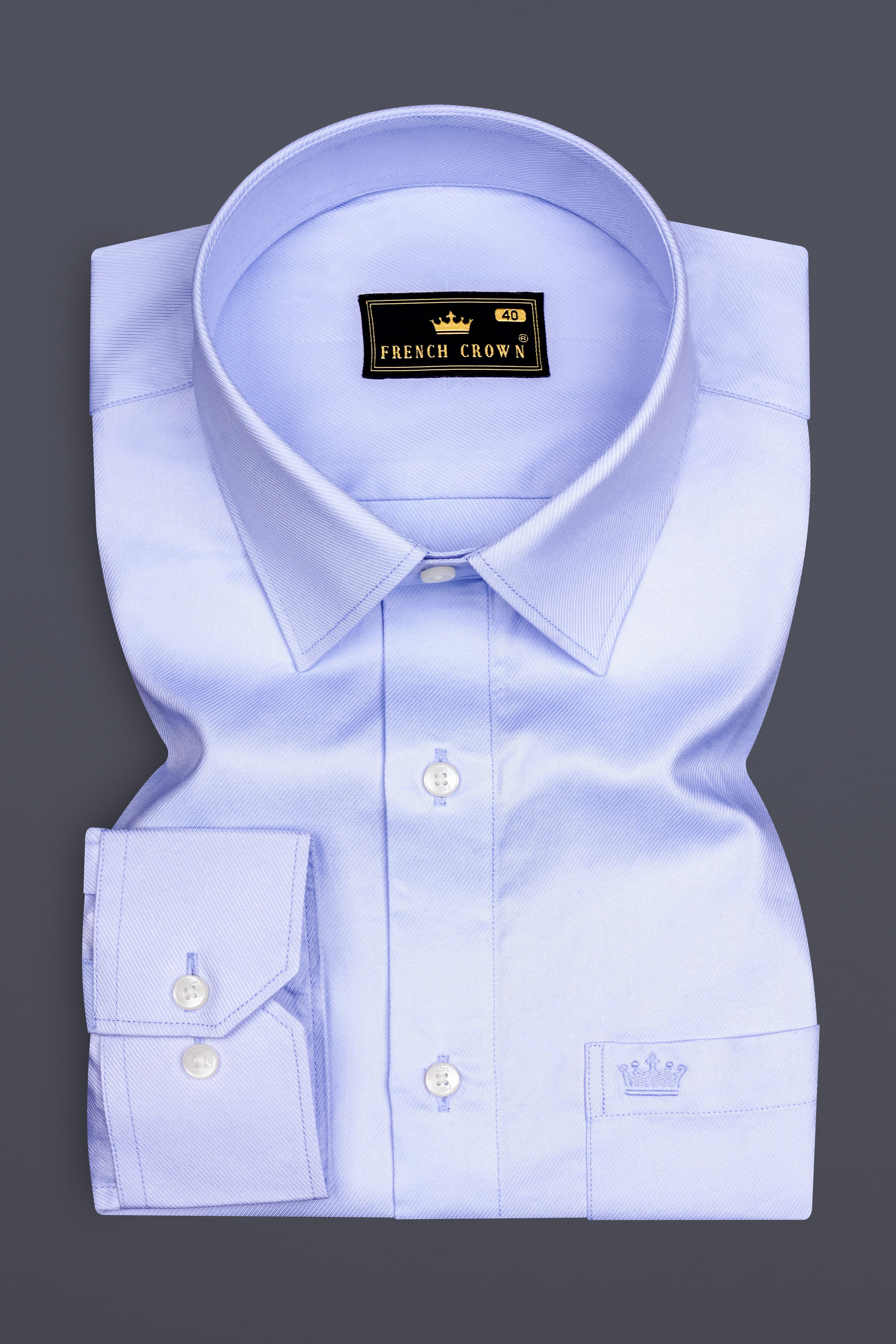 Bellune-Melrose Blue Dobby Textured Premium Giza Cotton Dress Shirt