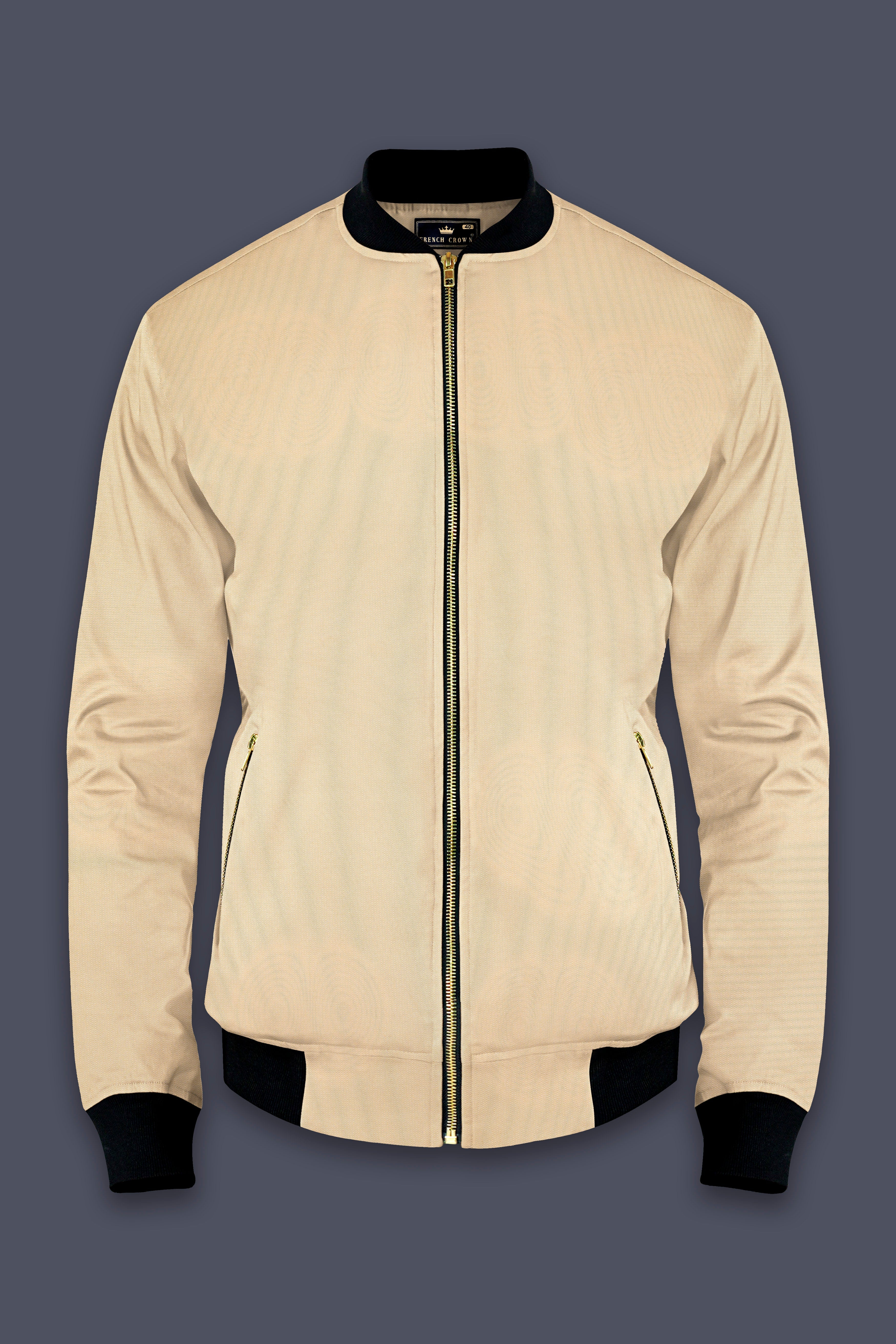 Beauroan-Sandrift Brown Premium Cotton Bomber Jacket