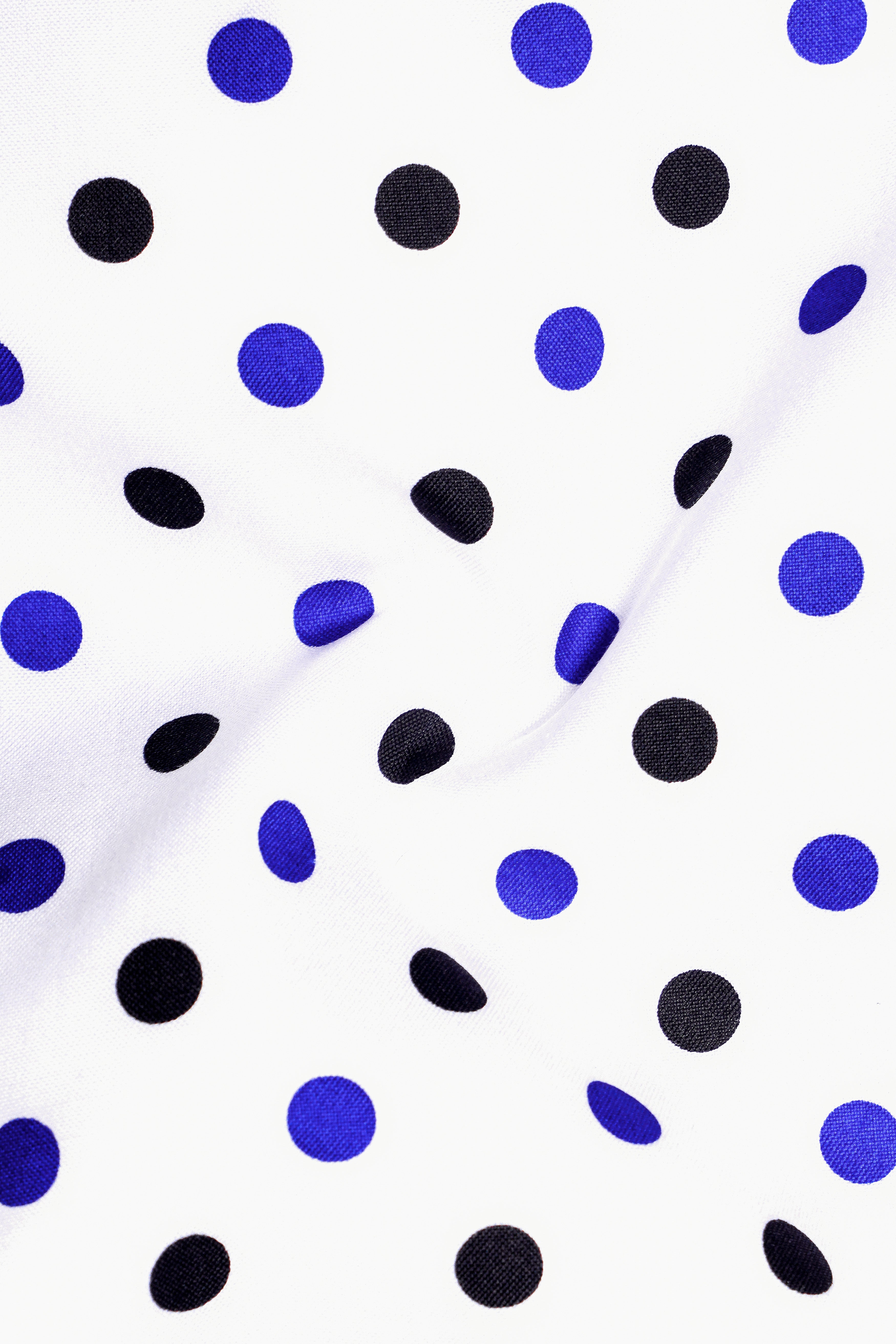 Nivoro-Bright White And Zaffre Blue Polka Dots Printed Oxford Premium Cotton Semi Formal Shirt