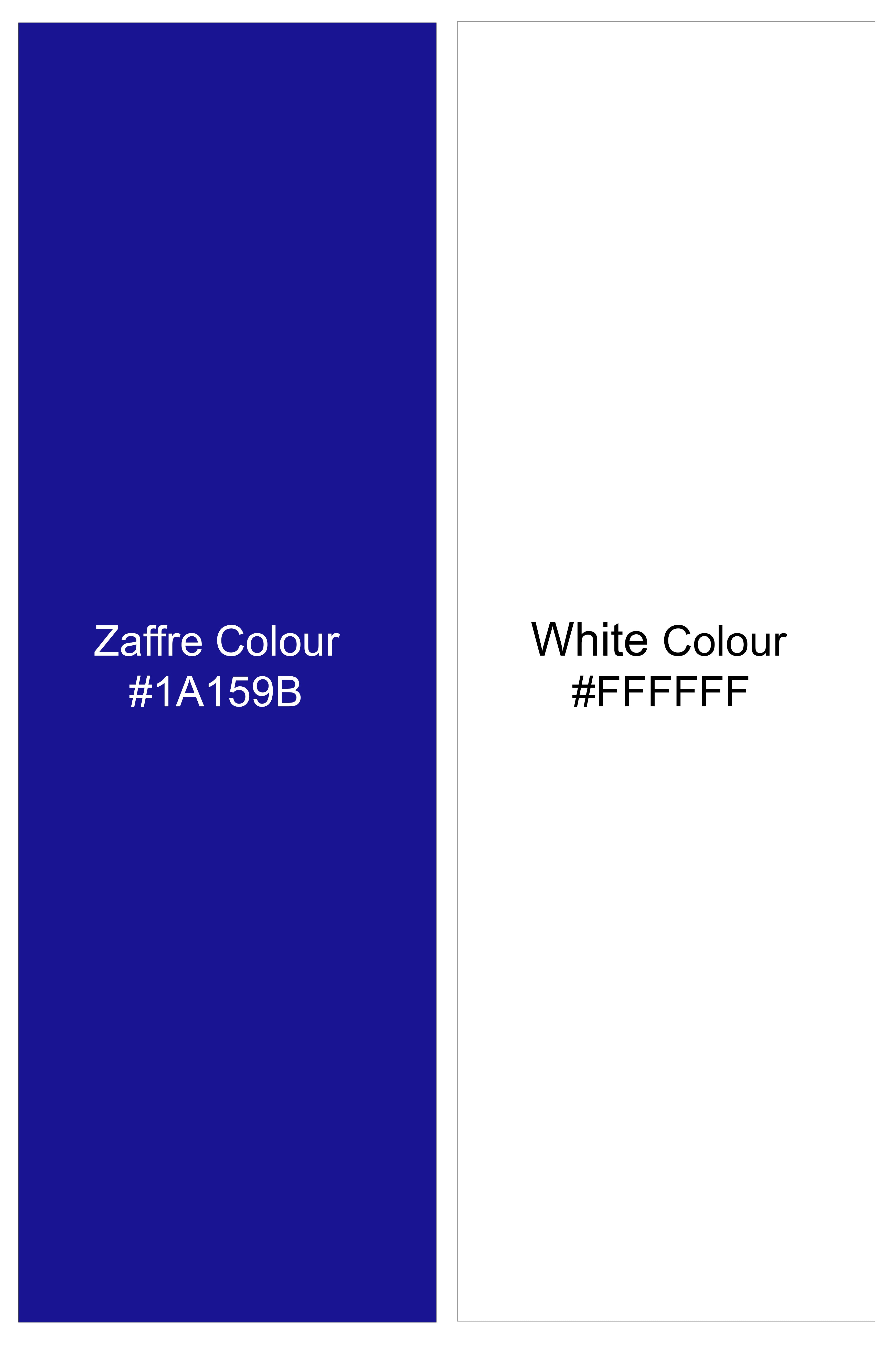 Nivoro-Bright White And Zaffre Blue Polka Dots Printed Oxford Premium Cotton Semi Formal Shirt