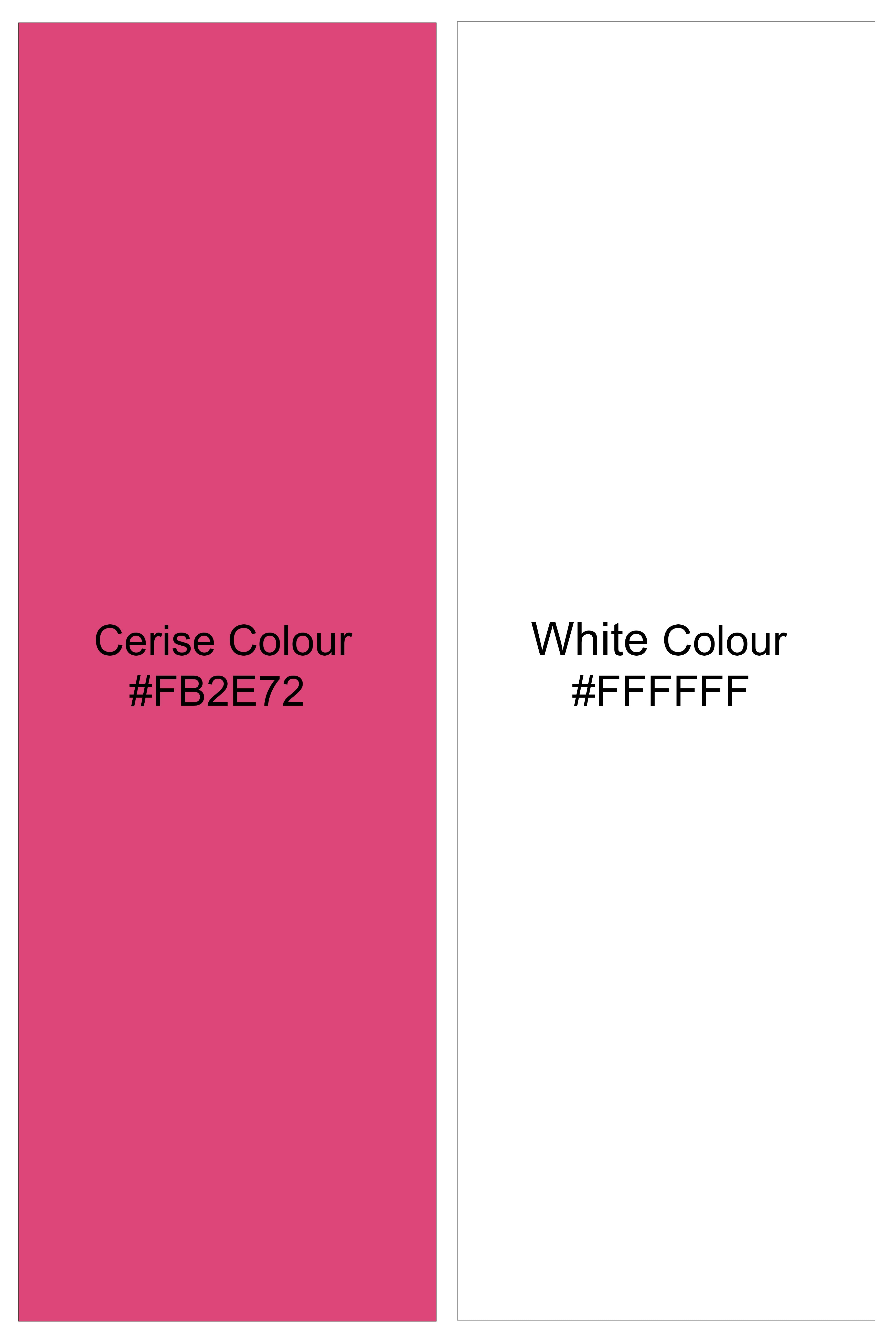 Roswyn-Cerise Pink And Bright White Striped Dobby Textured Premium Giza Cotton Casual Designer Shirt