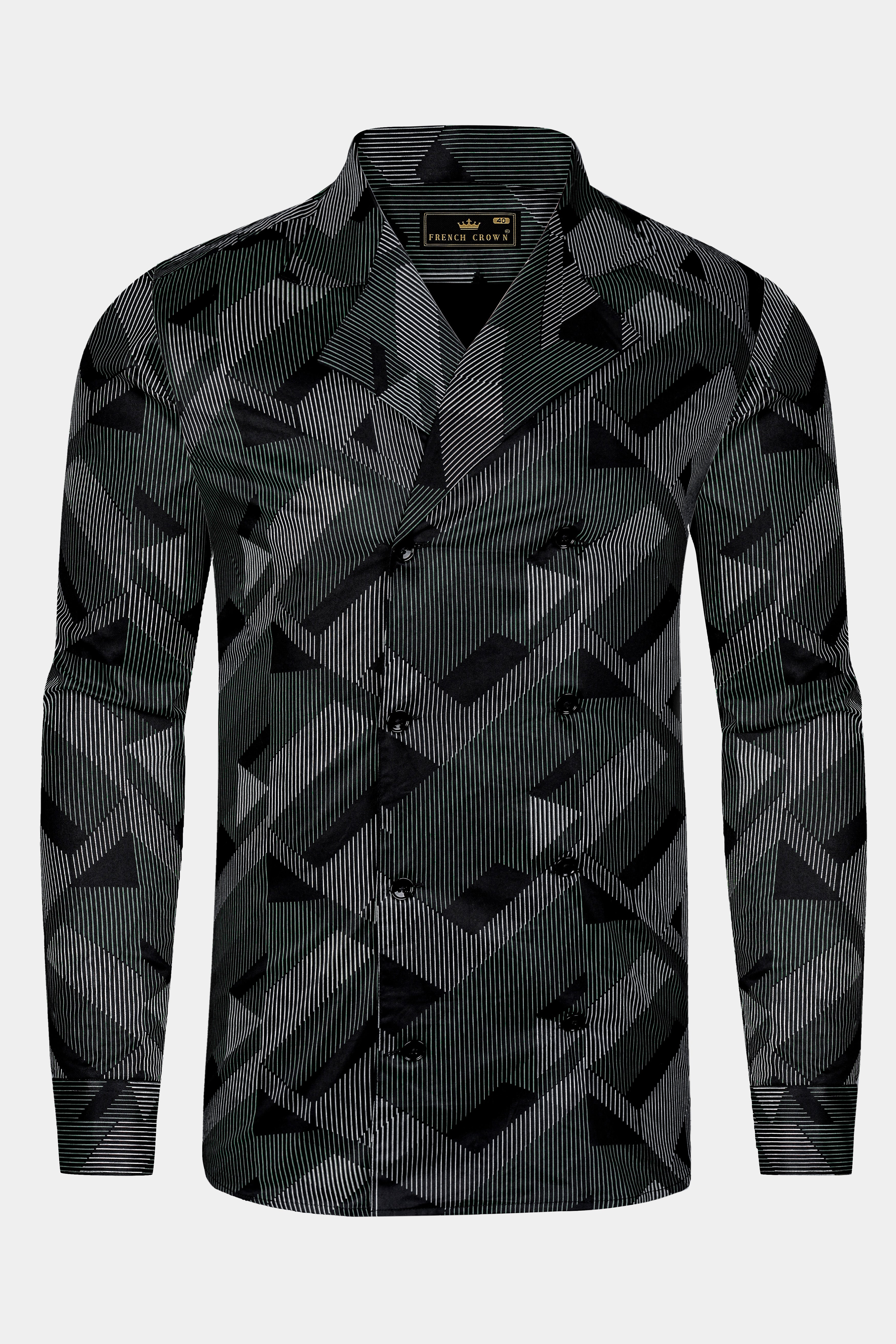 Midnight-Jade Black Printed Subtle Sheen Super Soft Premium Cotton Desinger Casual Shirt