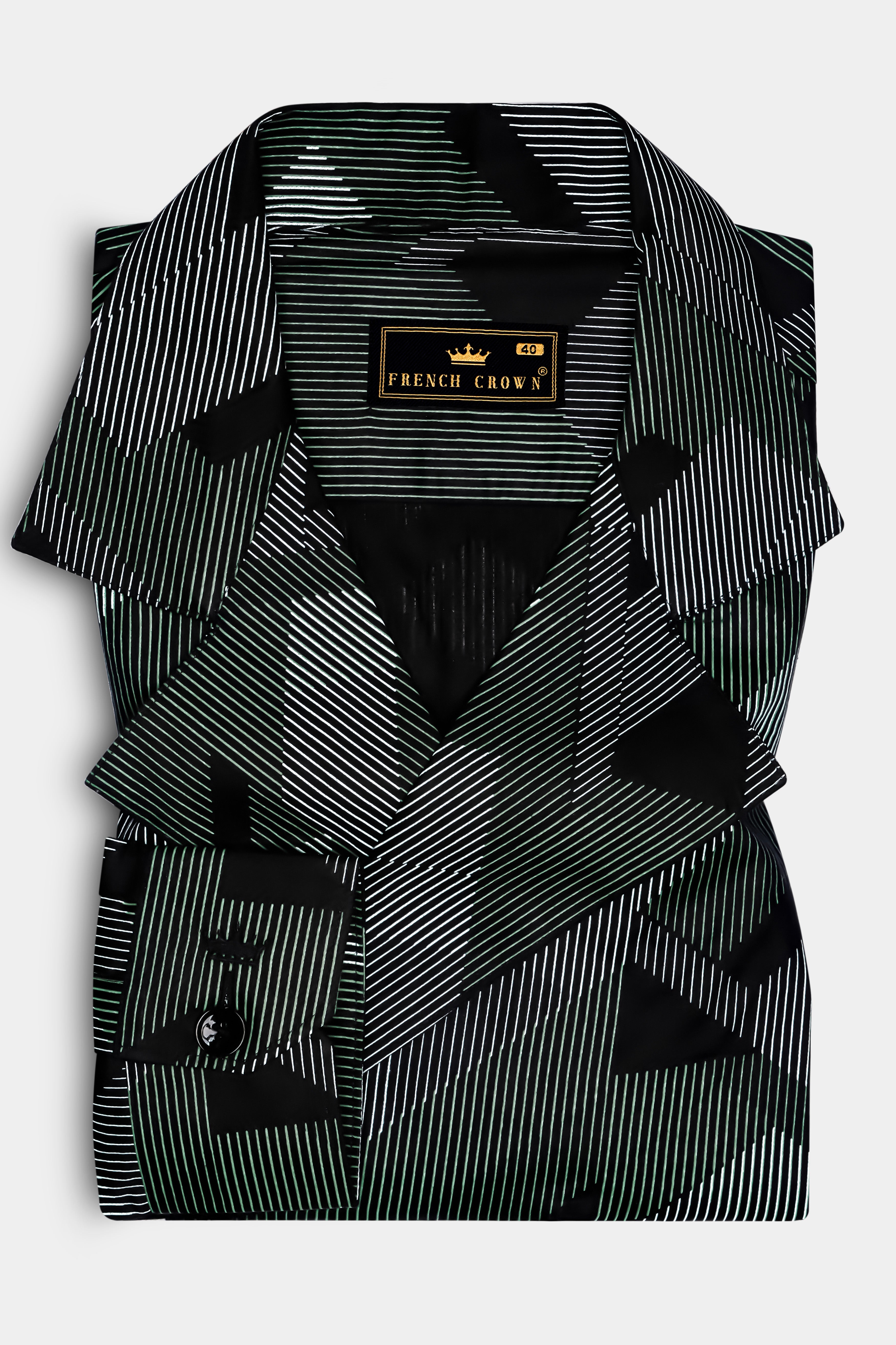 Midnight-Jade Black Printed Subtle Sheen Super Soft Premium Cotton Desinger Casual Shirt