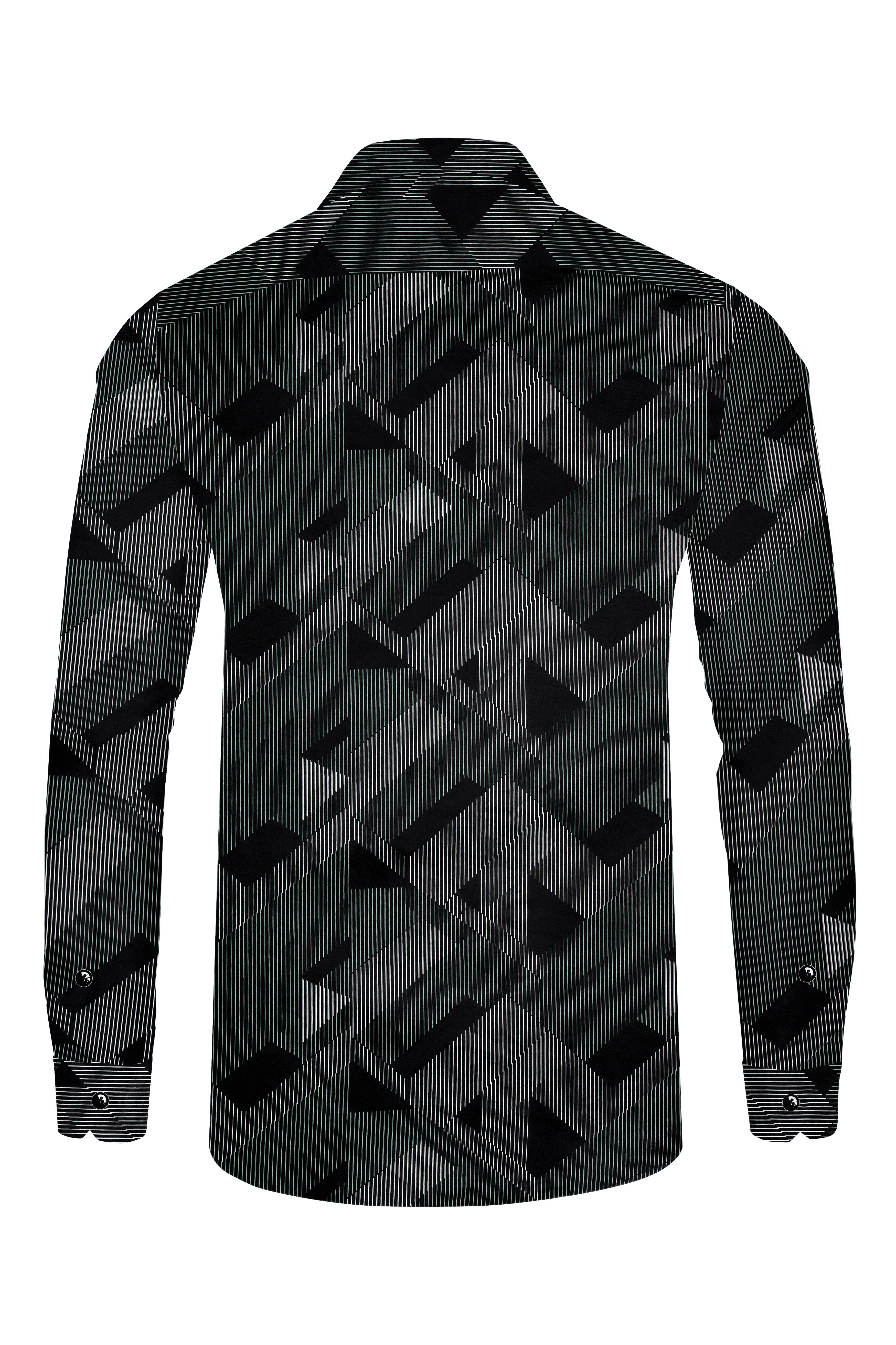 Midnight-Jade Black Printed Subtle Sheen Super Soft Premium Cotton Desinger Casual Shirt