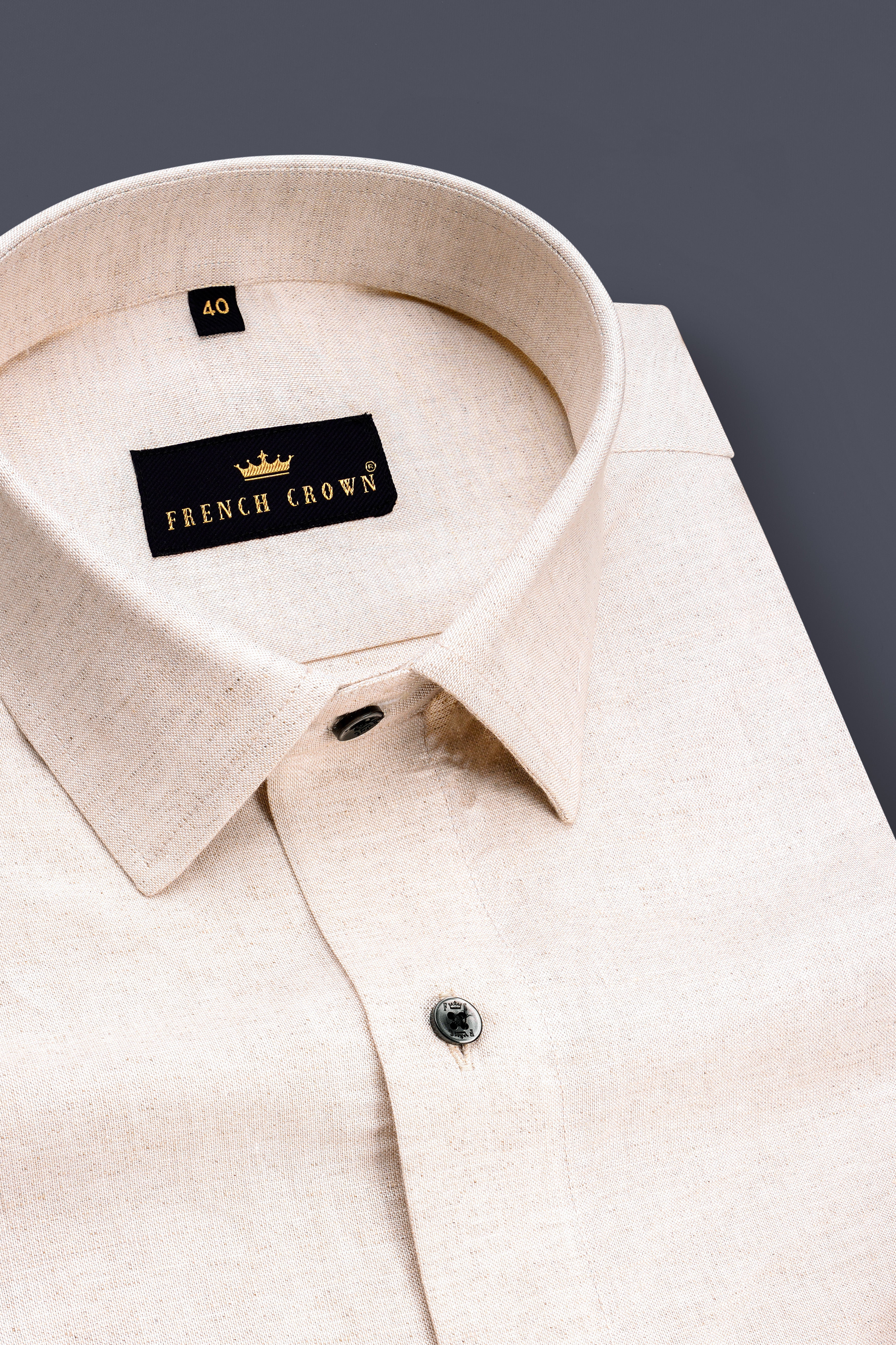 Liora-Swirl Cream Luxurious Linen Dress Shirt