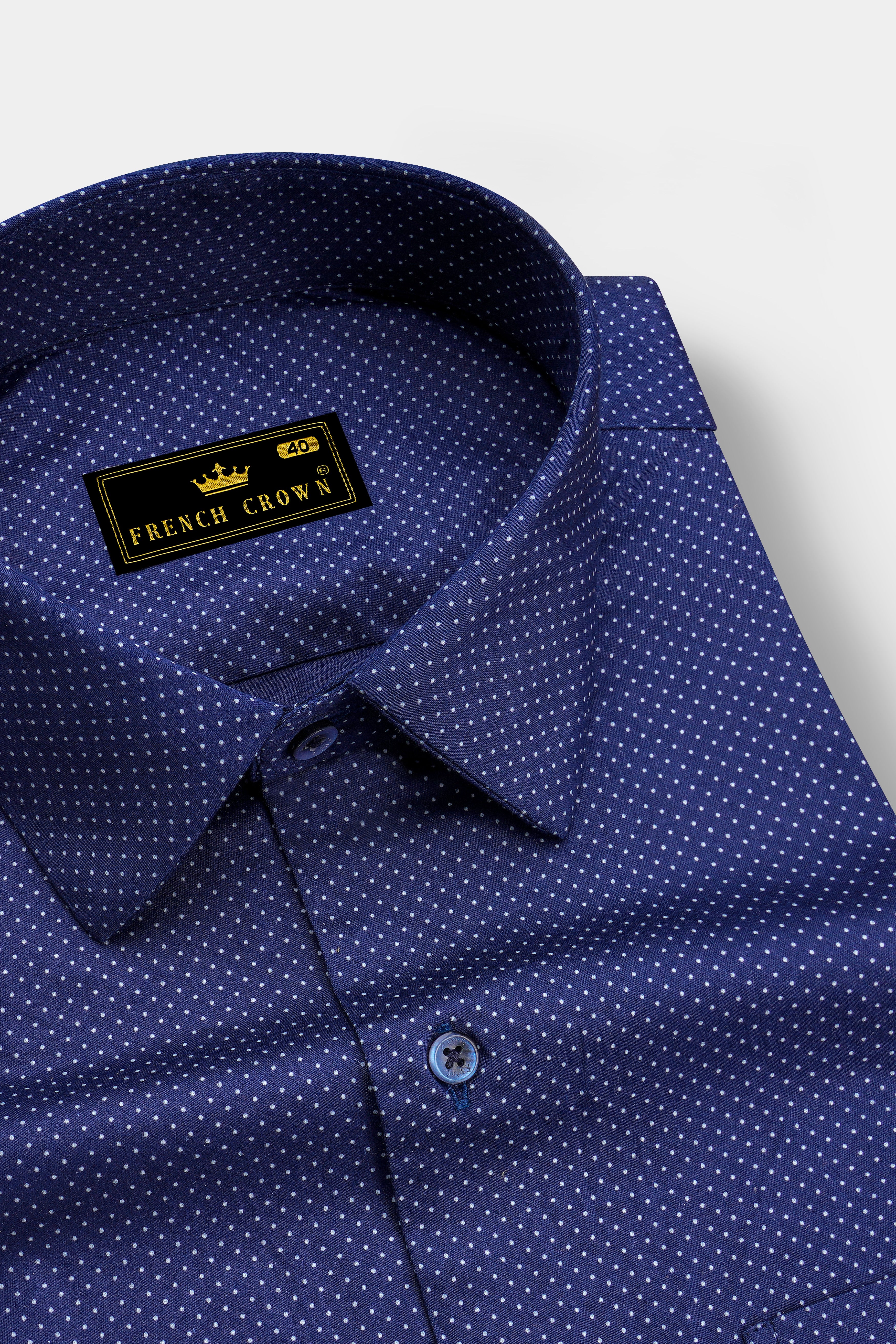 Nuvique-Jacarta Blue Printed Subtle Sheen Super Soft Premium Cotton Dress Shirt