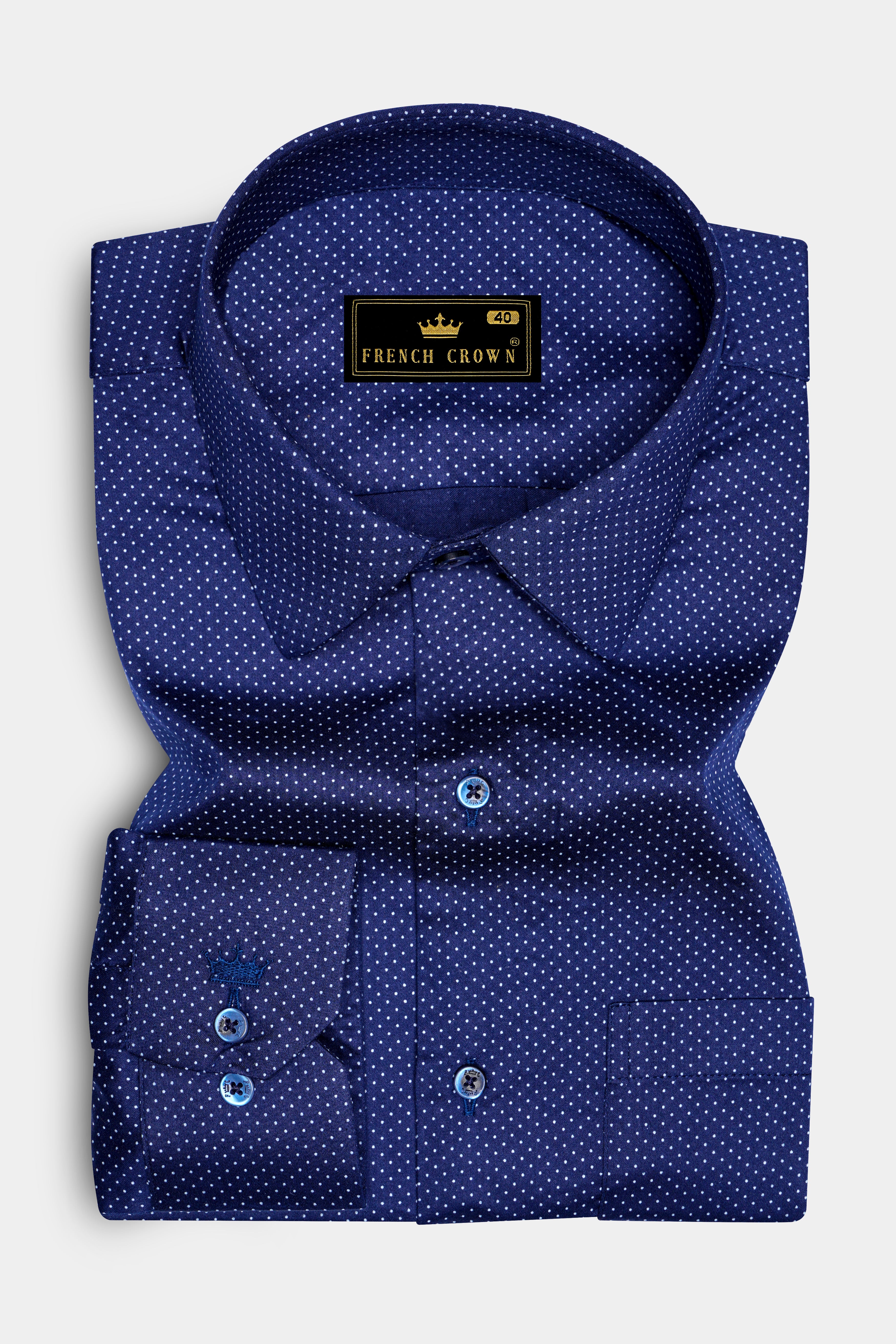 Nuvique-Jacarta Blue Printed Subtle Sheen Super Soft Premium Cotton Dress Shirt