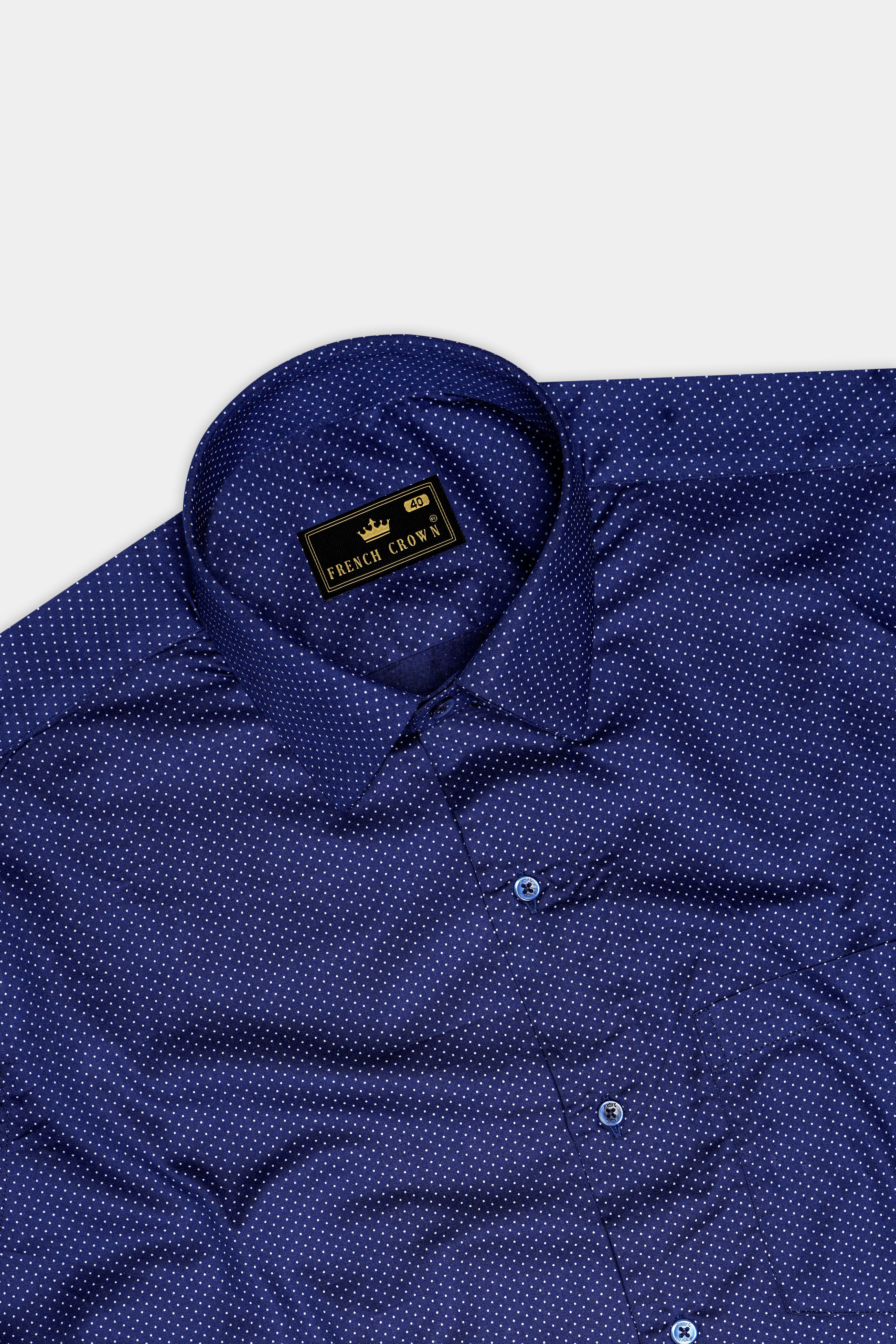 Nuvique-Jacarta Blue Printed Subtle Sheen Super Soft Premium Cotton Dress Shirt