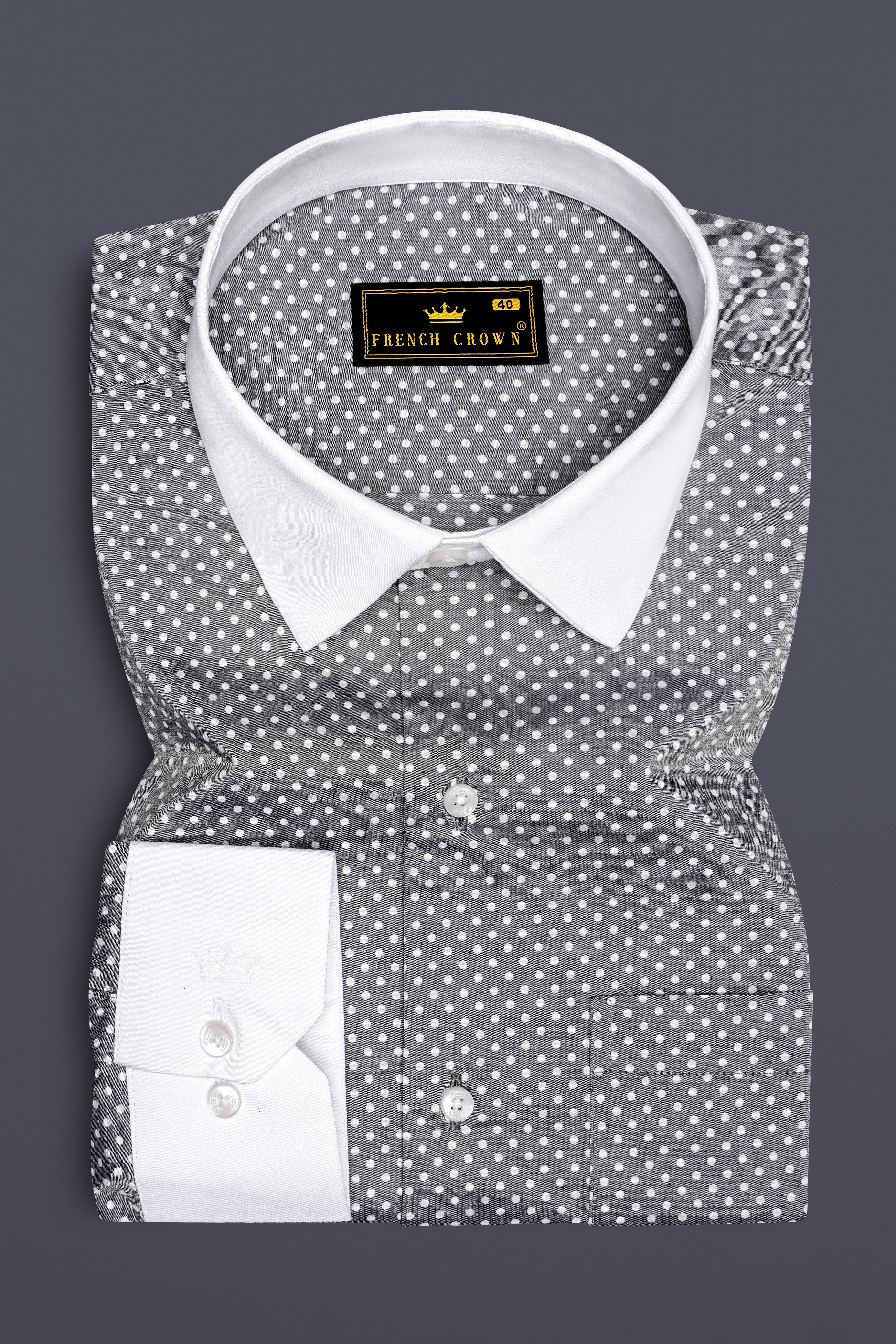 Glintar-Venus Gray Printed Chambray Premium Cotton Dress Shirt