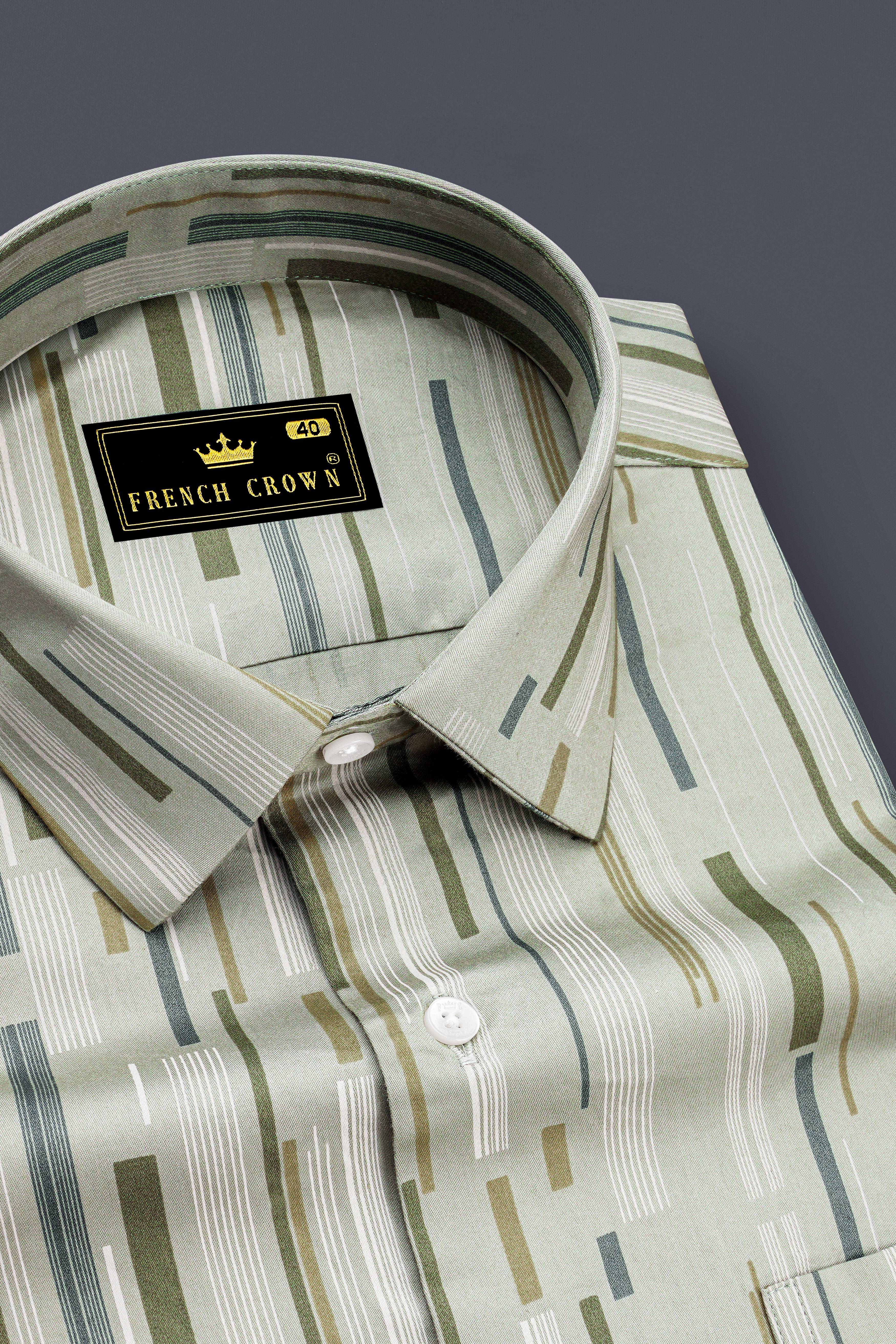 Foglyn-Surf Gray Printed Subtle Sheen Super Soft Premium Cotton Semi Formal Shirt