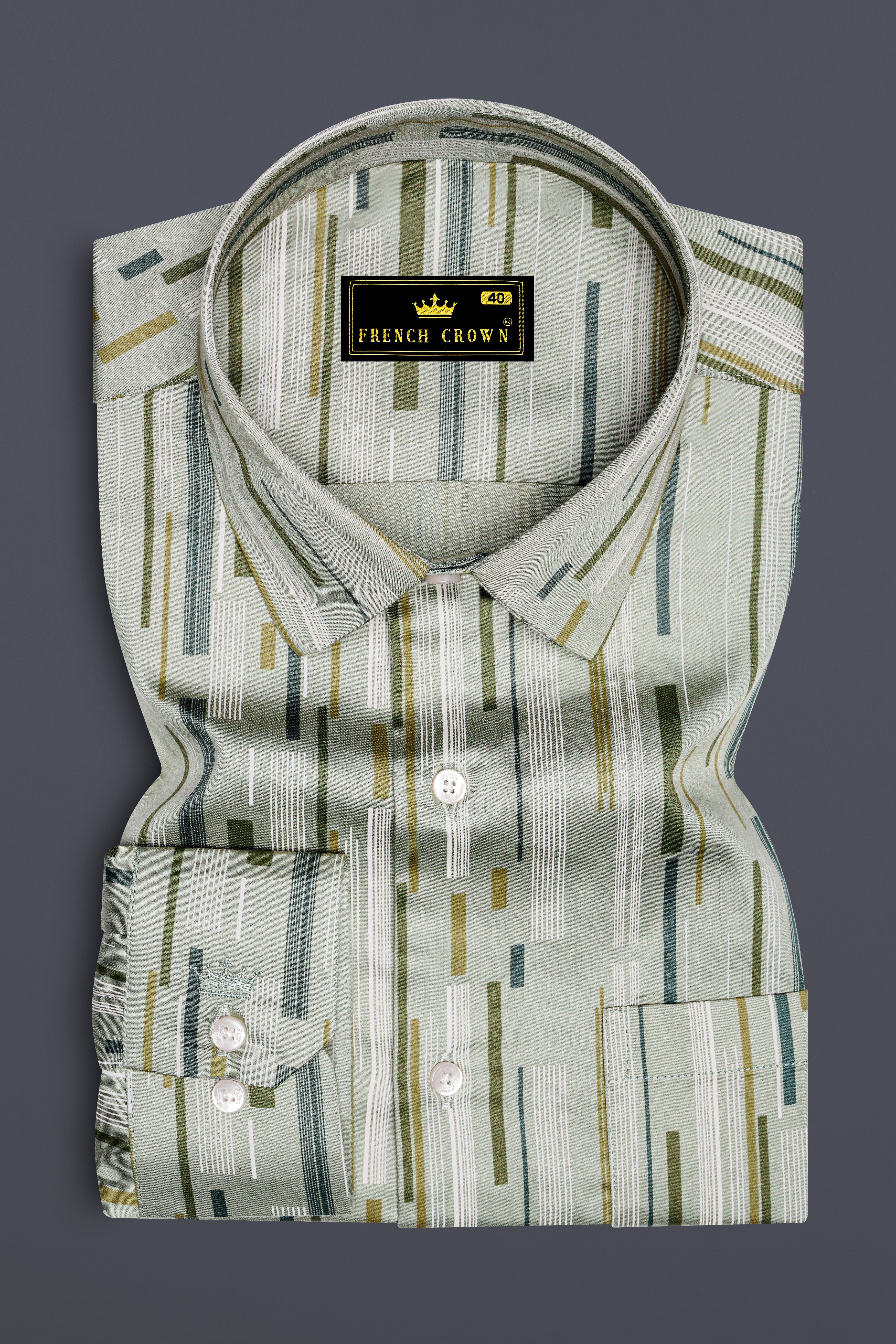 Foglyn-Surf Gray Printed Subtle Sheen Super Soft Premium Cotton Semi Formal Shirt