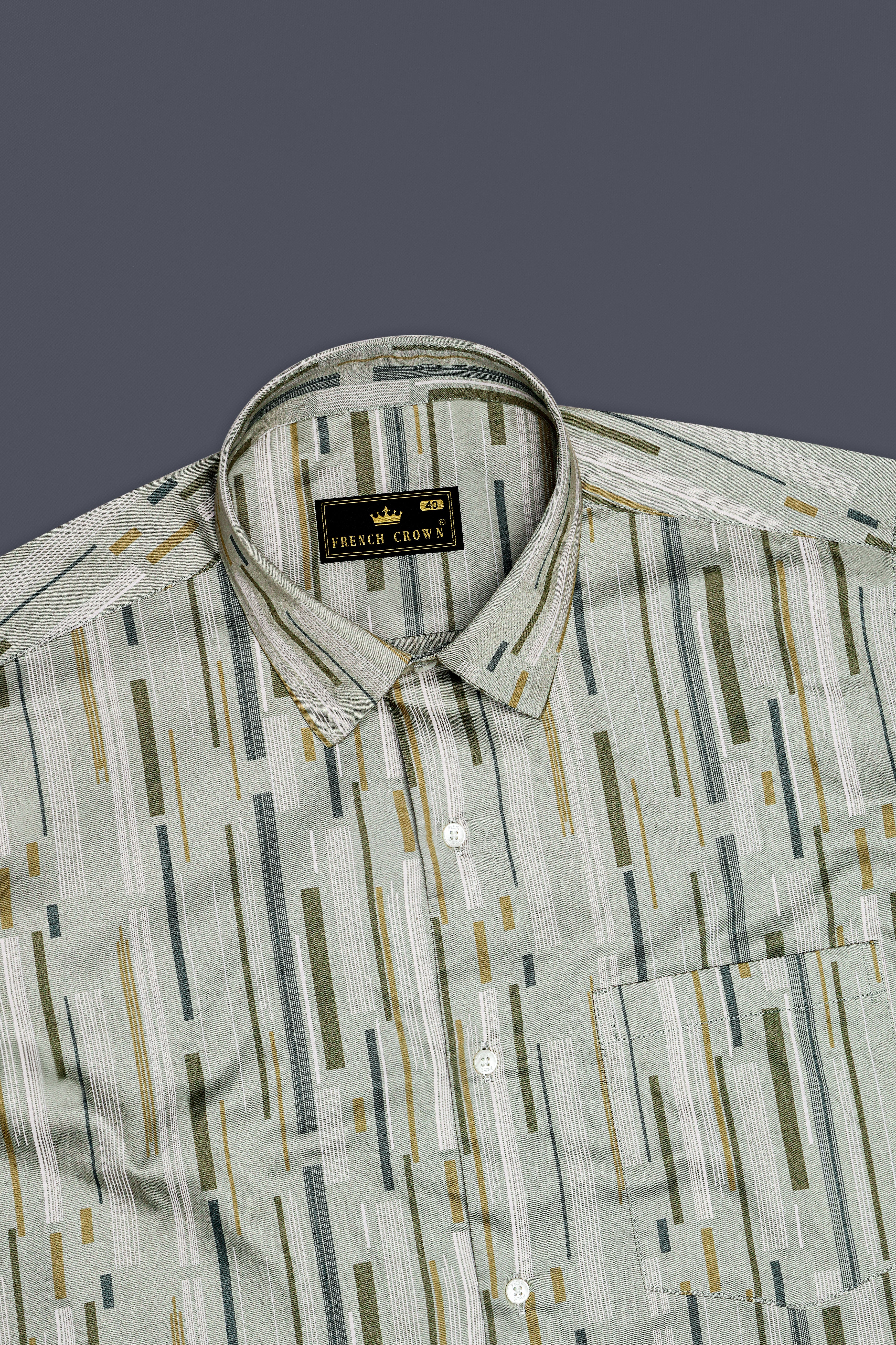 Foglyn-Surf Gray Printed Subtle Sheen Super Soft Premium Cotton Semi Formal Shirt