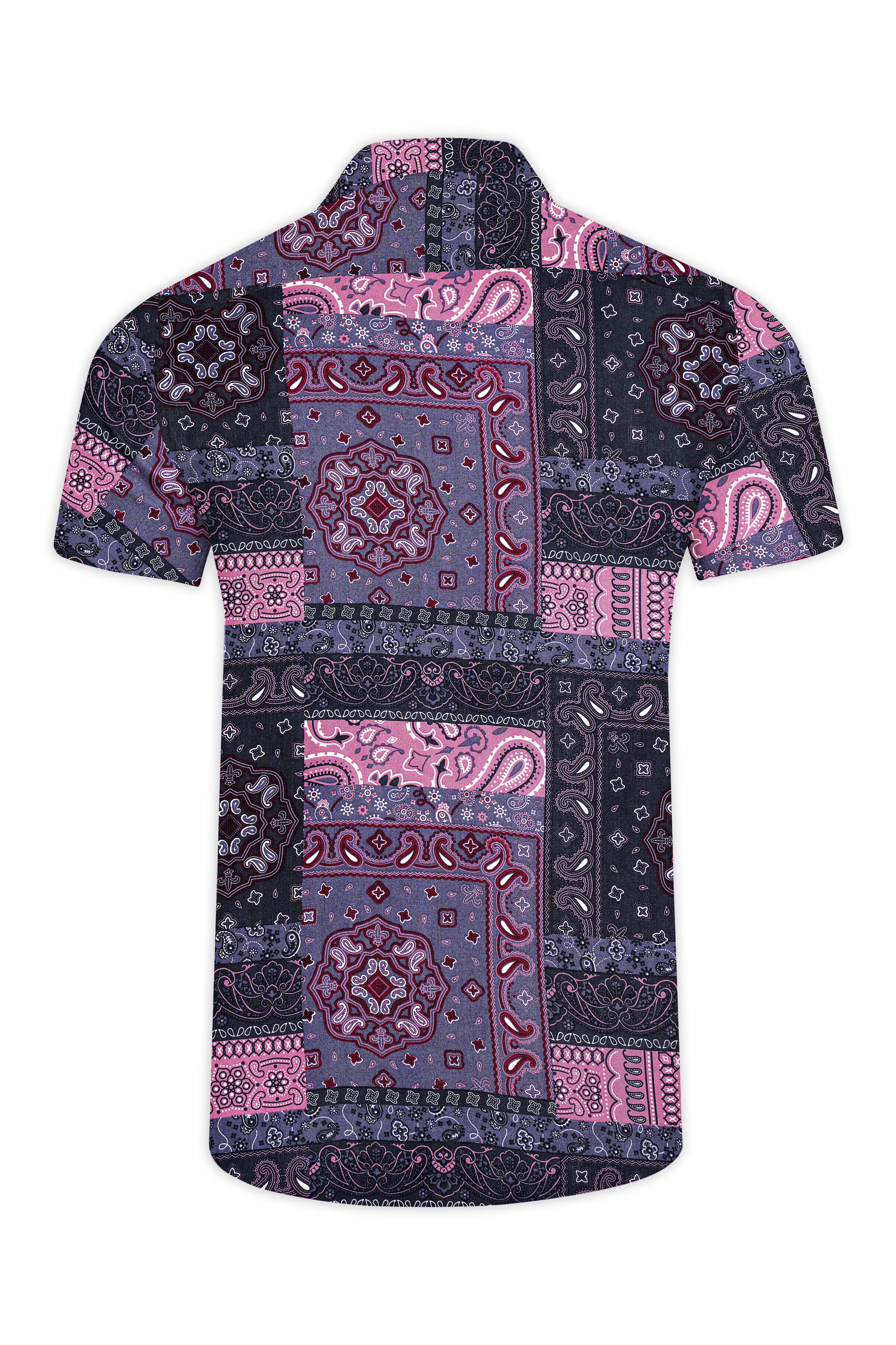 Vinelle-Mulled Wine Purple And Viola Pink Printed Multicolour Super Soft Tencel Designer Casual Shirt
