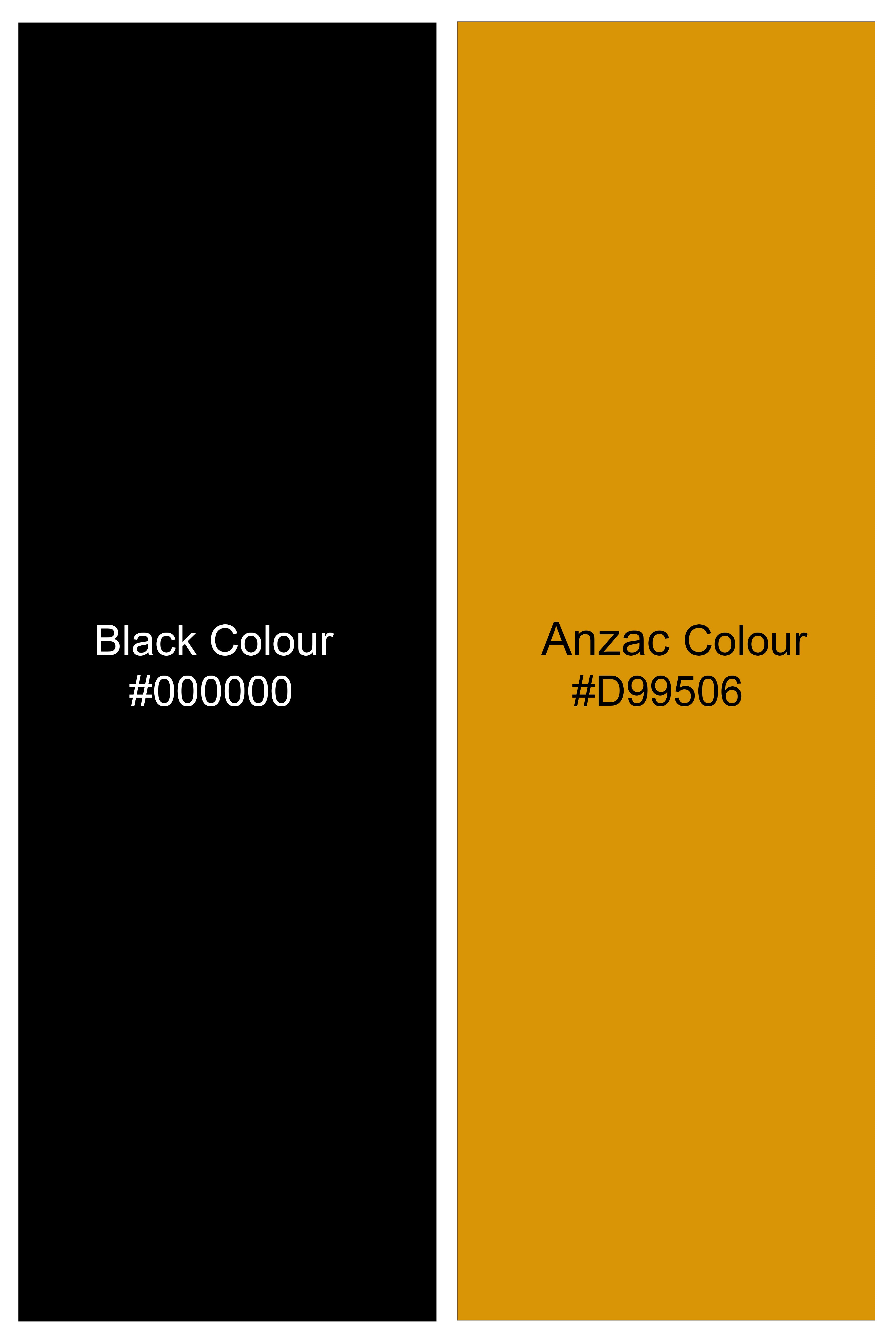 Noirdra-Jade Black And Anzac Yellow Paisleys Printed Oxford Premium Cotton Casual Shirt