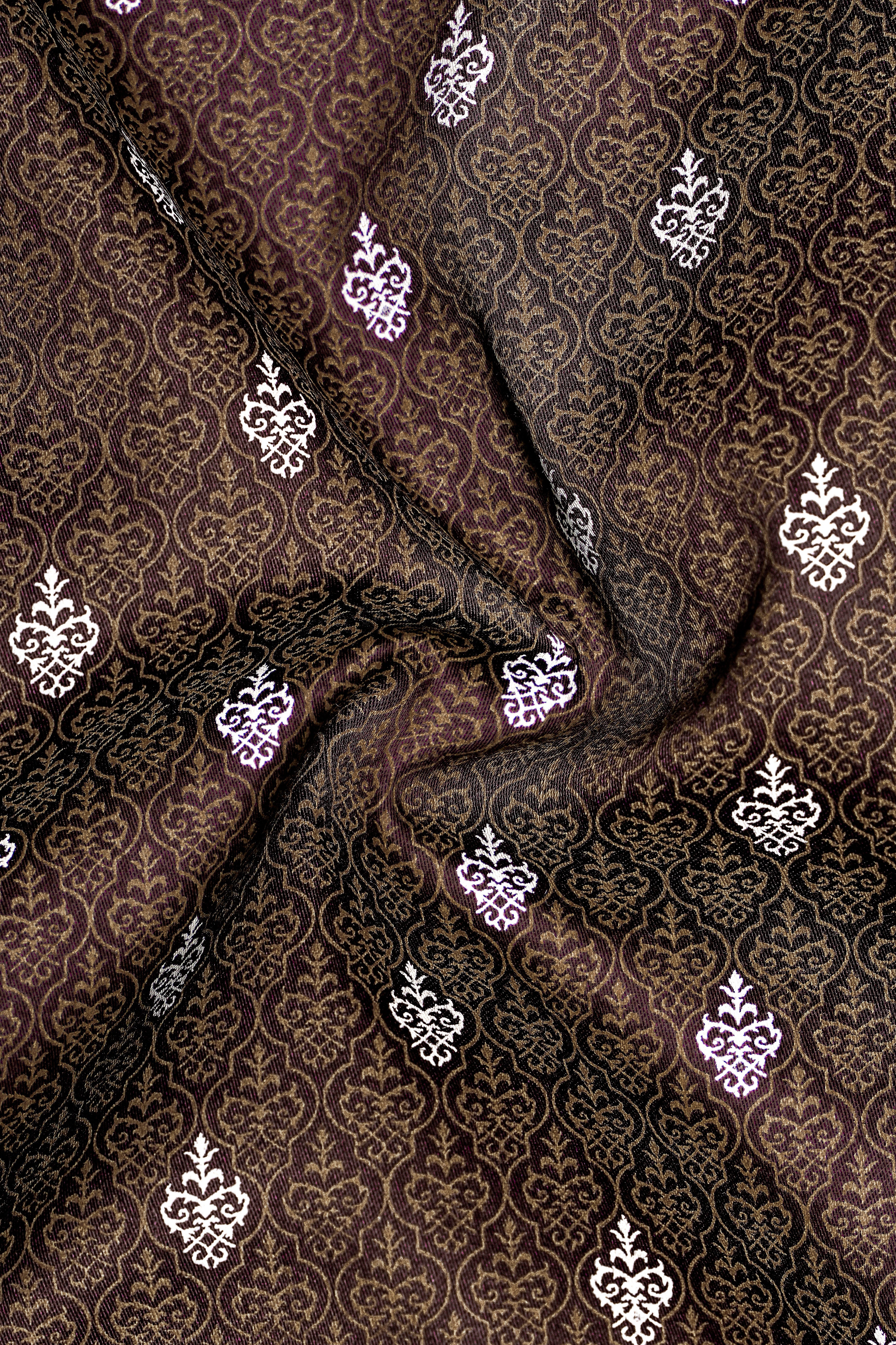 Bronzio-Iroko Brown Damask Printed Subtle Sheen Super Soft Premium Cotton Dress Shirt