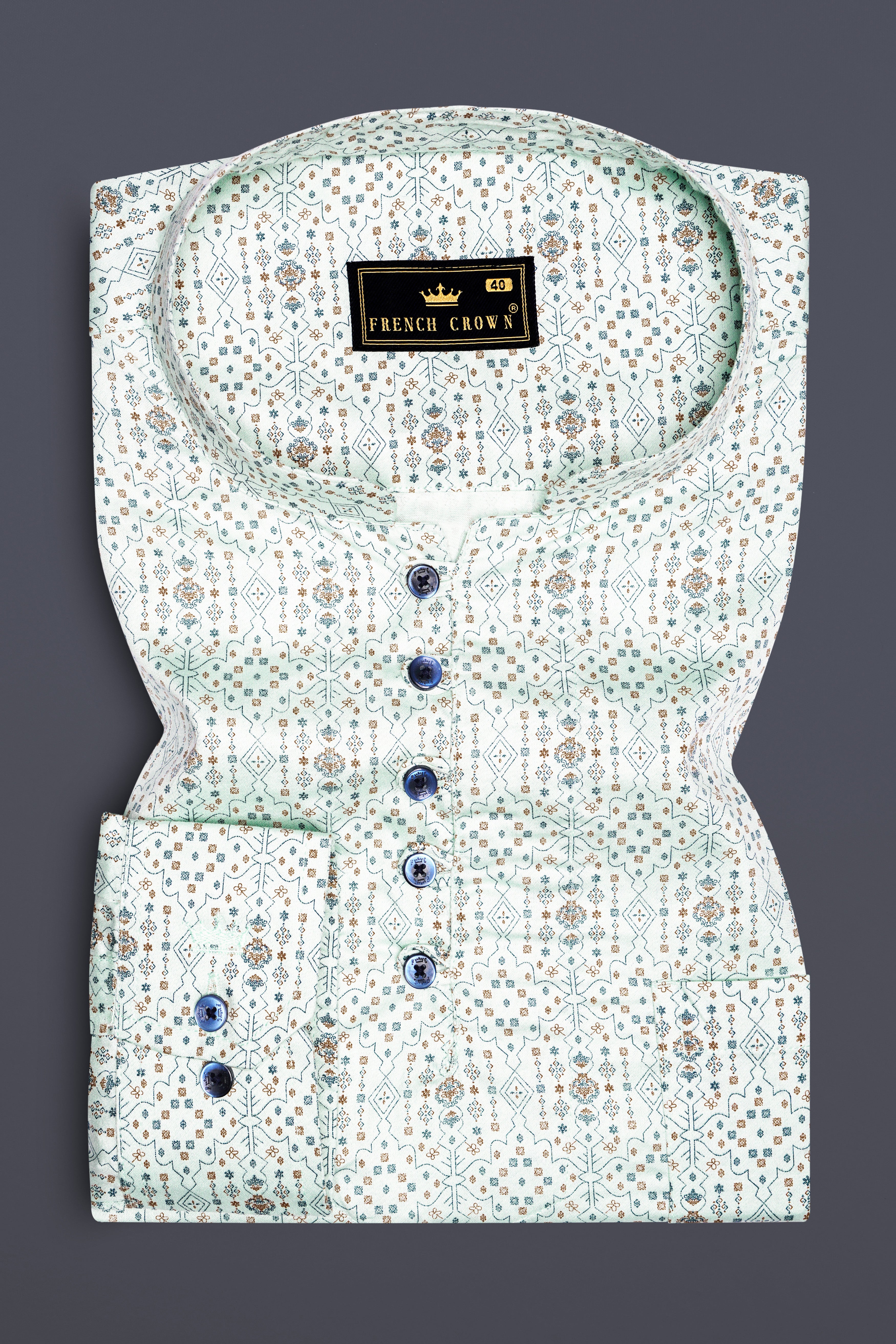 Mistique-Sea Mist Green Printed Subtle Sheen Super Soft Premium Cotton Casual Shirt