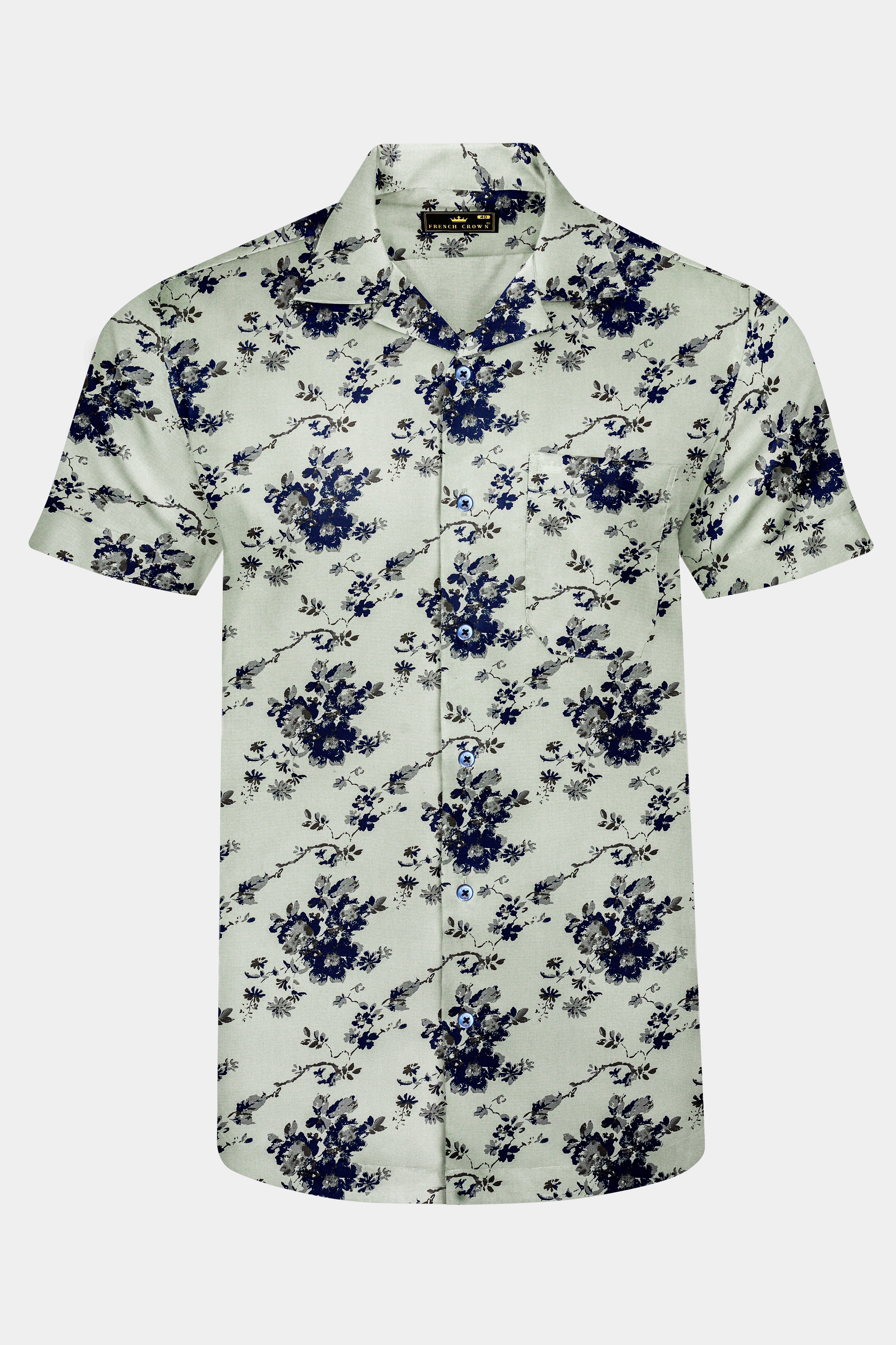 Montijo-Spanish Green Printed Oxford Premium Cotton Casual Shirt