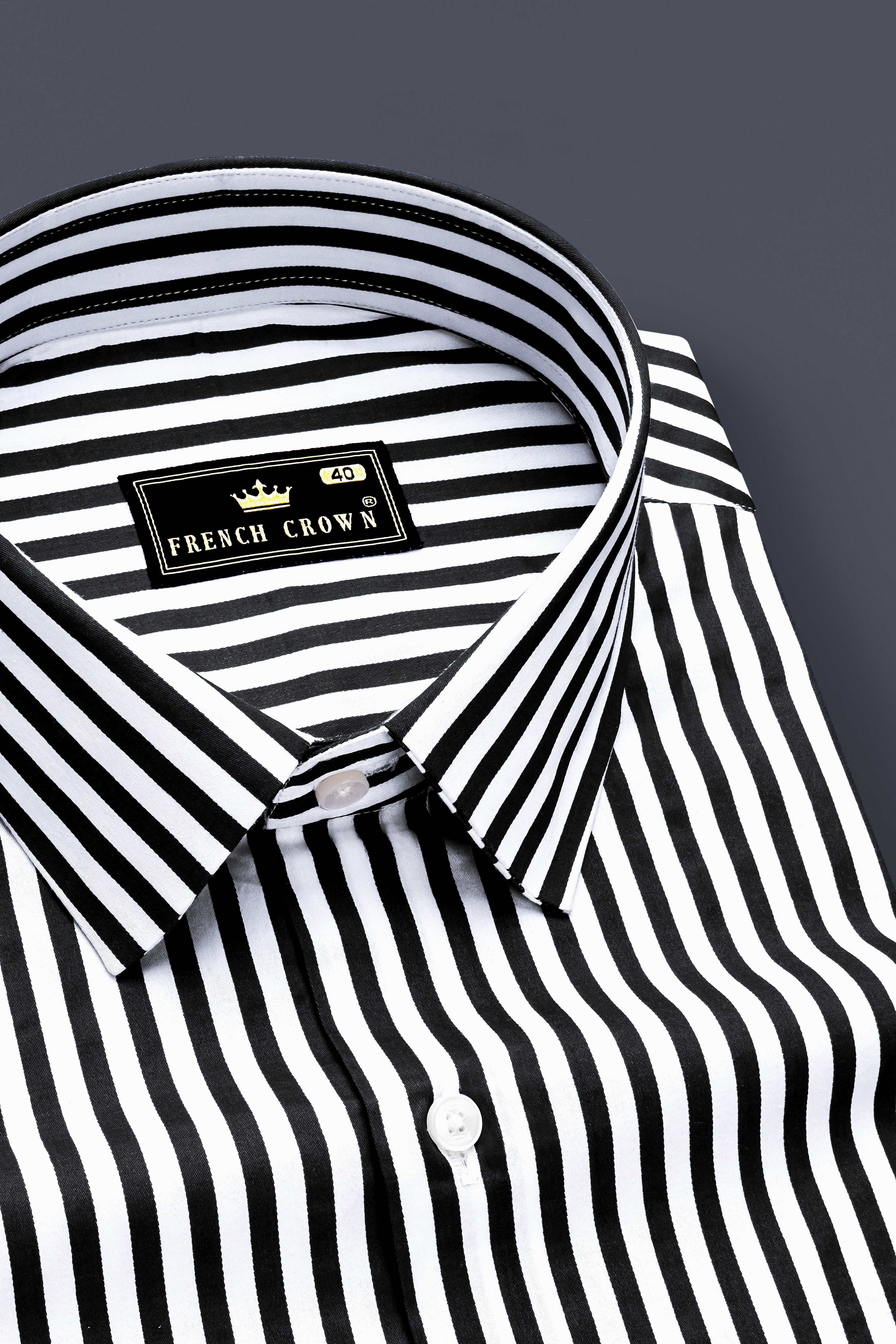 Noirlyn-Jade Black And Bright White Striped Subtle Sheen Super Soft Premium Cotton Dress Shirt