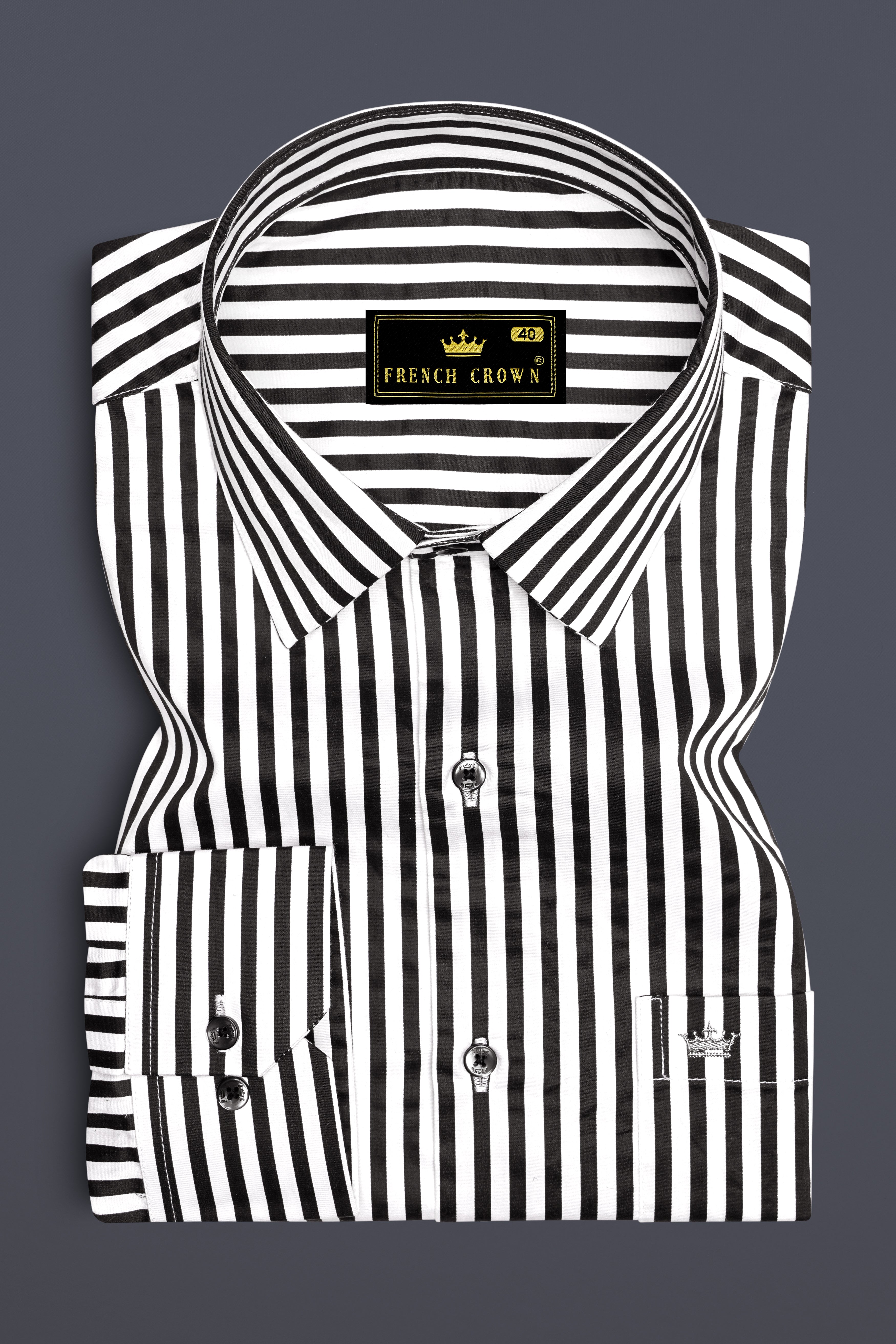 Noirlyn-Jade Black And Bright White Striped Subtle Sheen Super Soft Premium Cotton Dress Shirt