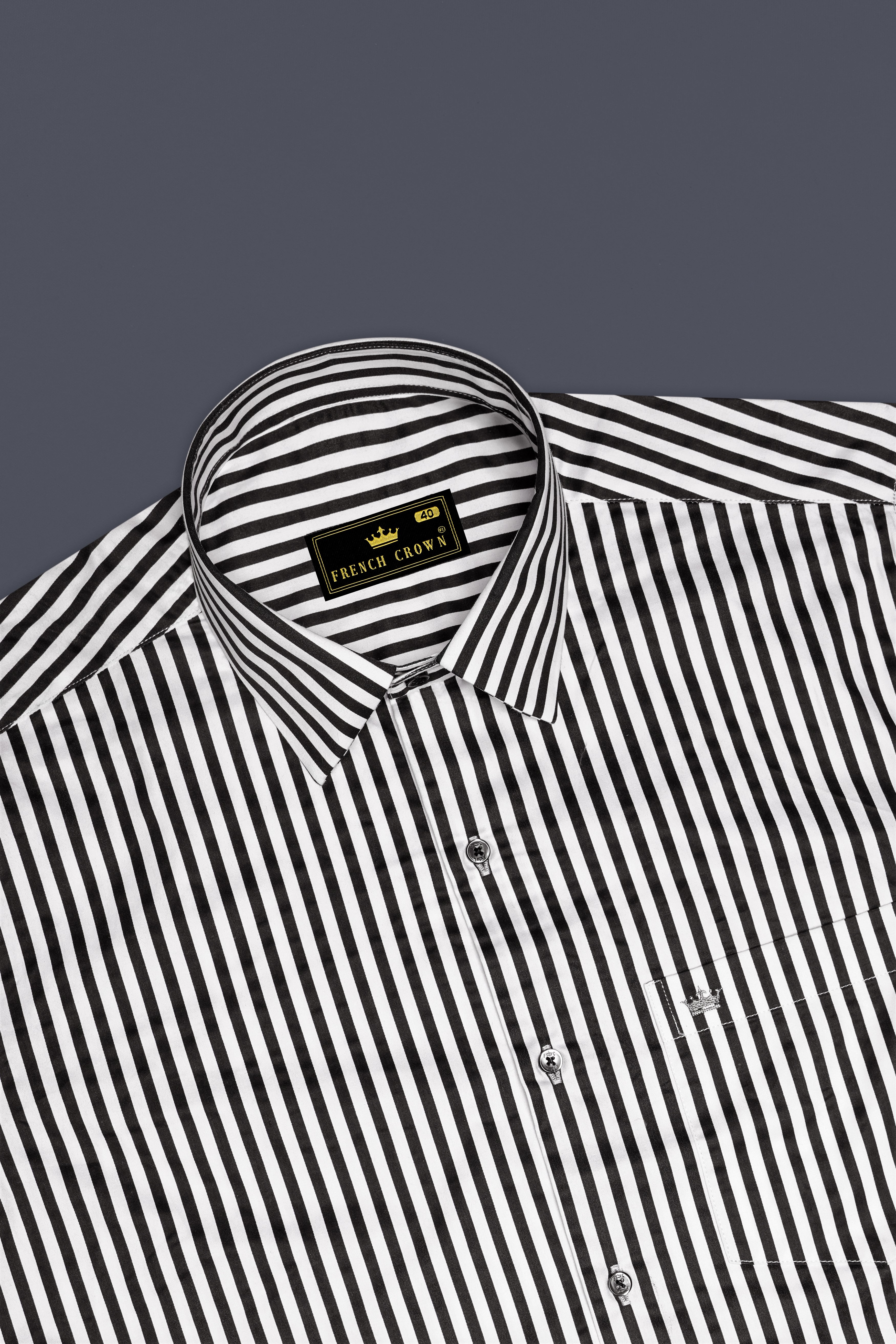 Noirlyn-Jade Black And Bright White Striped Subtle Sheen Super Soft Premium Cotton Dress Shirt