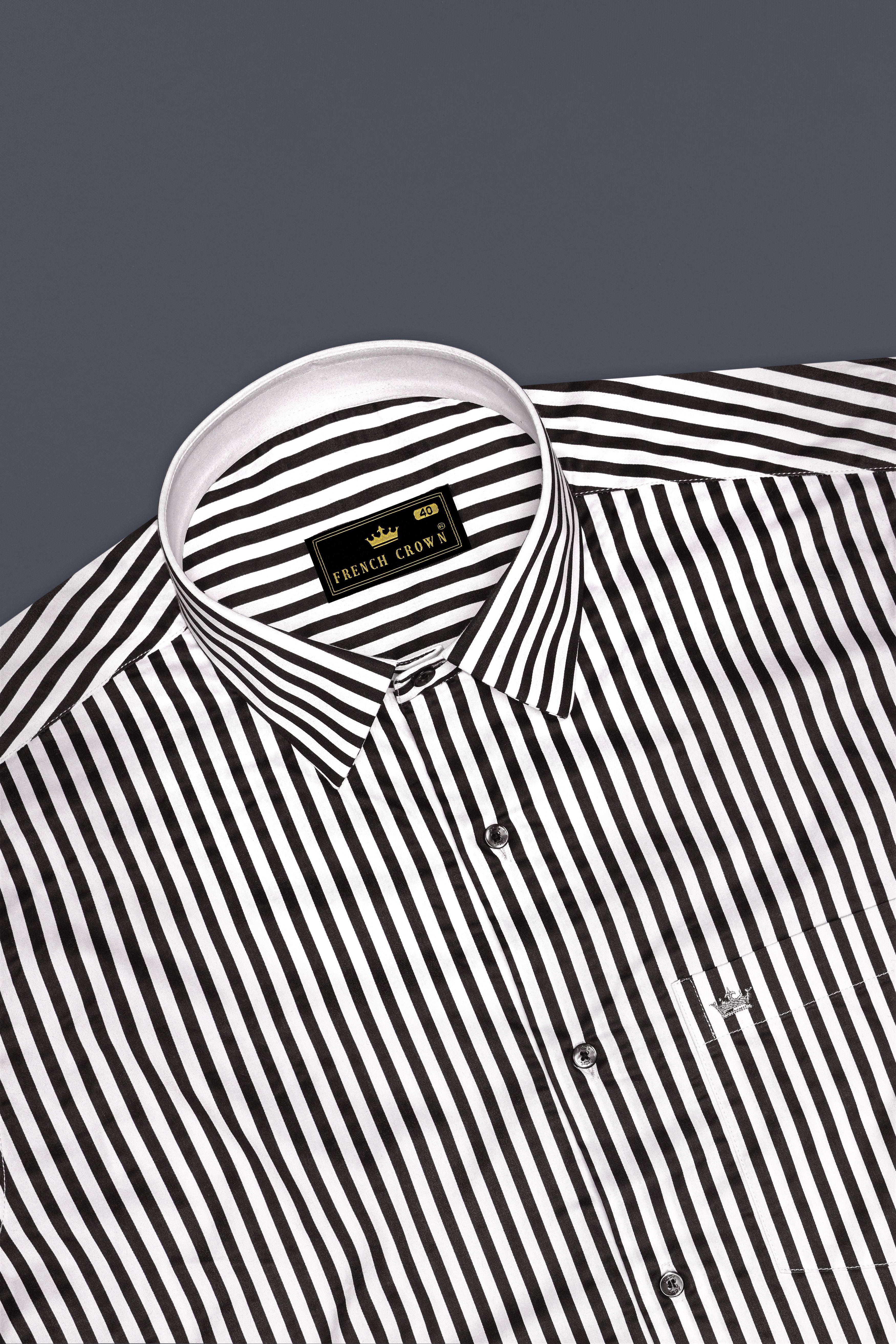 Noirlyn-Jade Black And Bright White Striped Super Soft Premium Cotton Dress Shirt