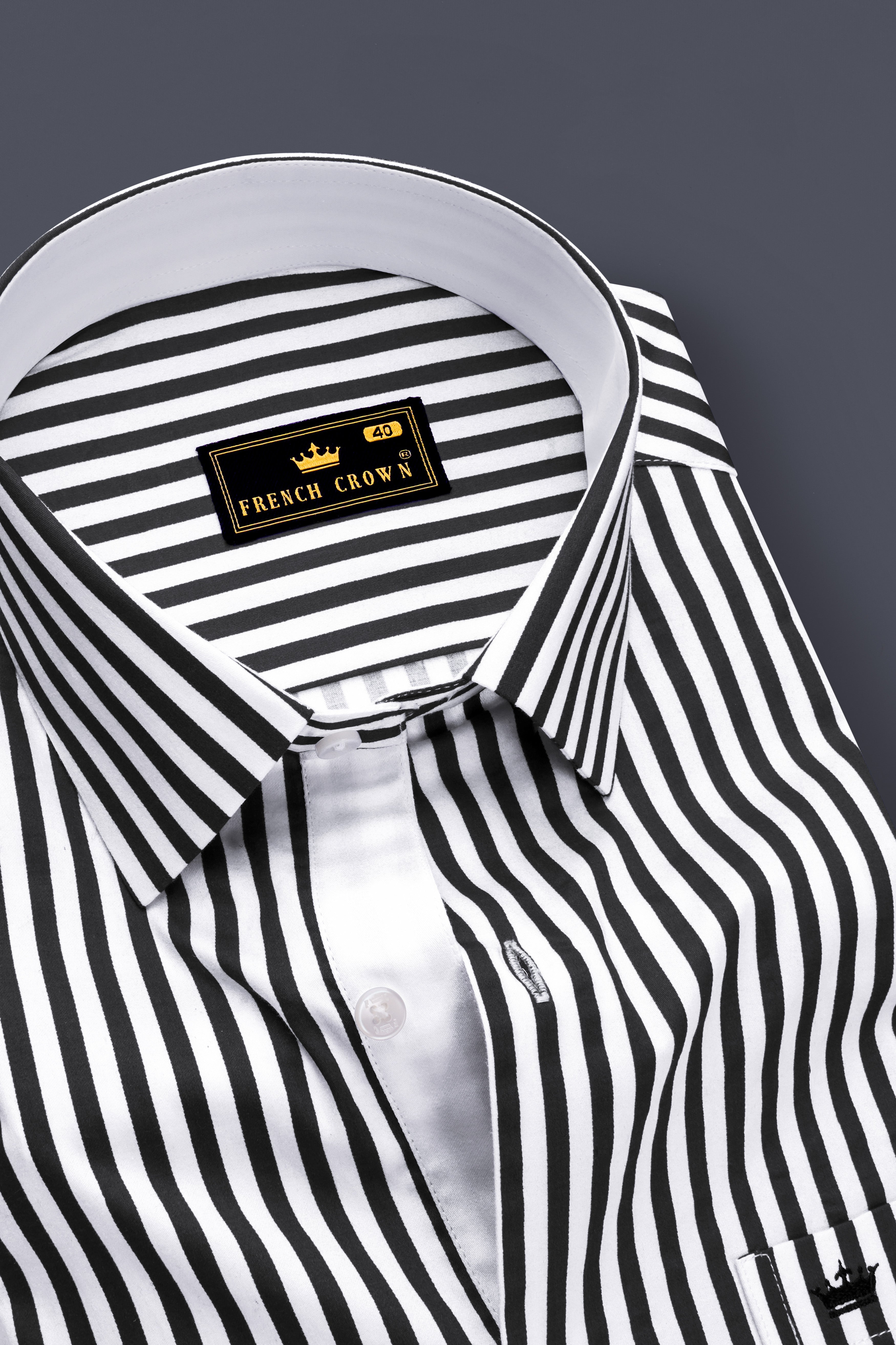 Noirlyn-Jade Black And Bright White Striped Super Soft Premium Cotton Dress Shirt