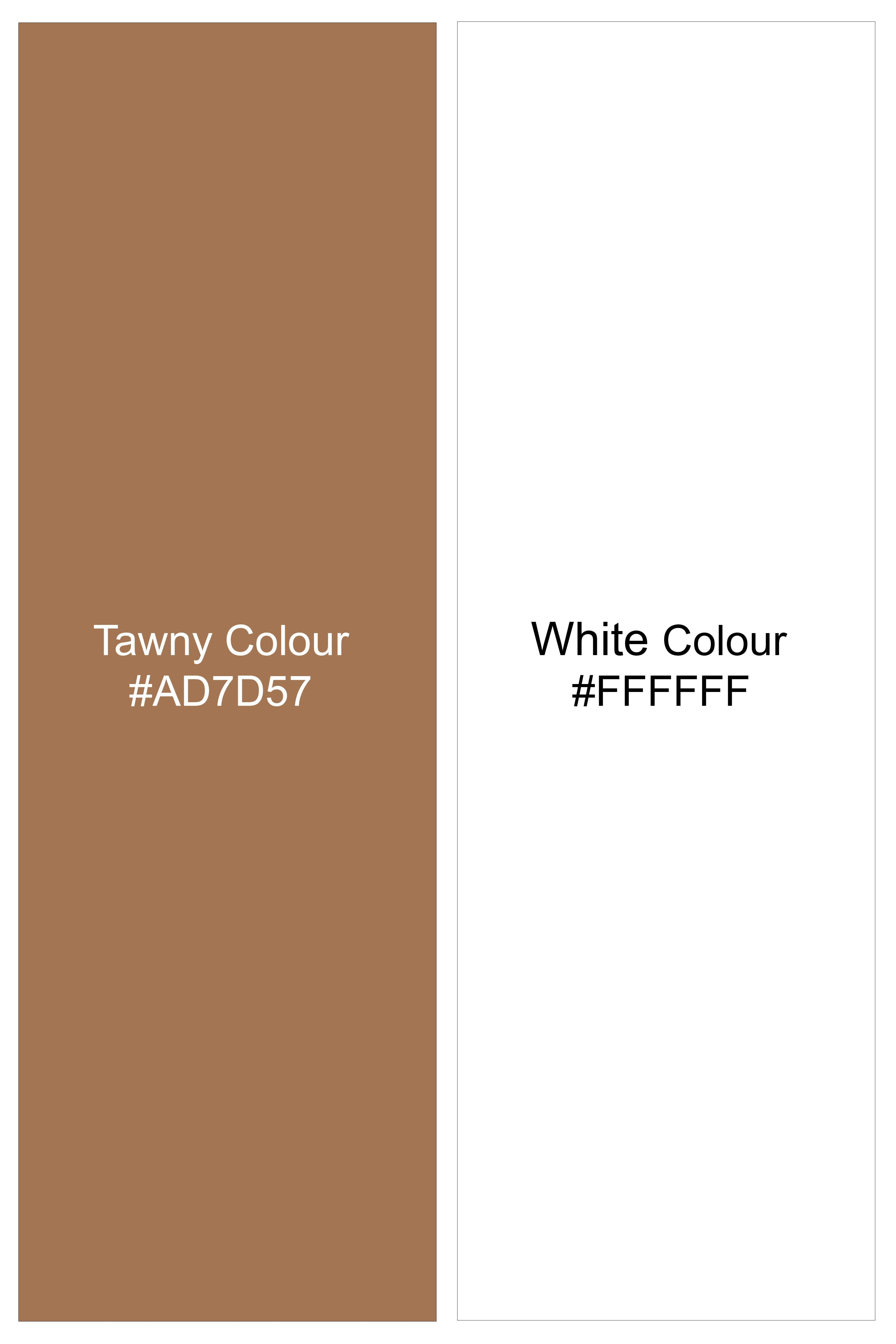 Bralisse-Tawny Brown And Bright White Striped Super Soft Premium Cotton Formal White Cuff Collar Shirt